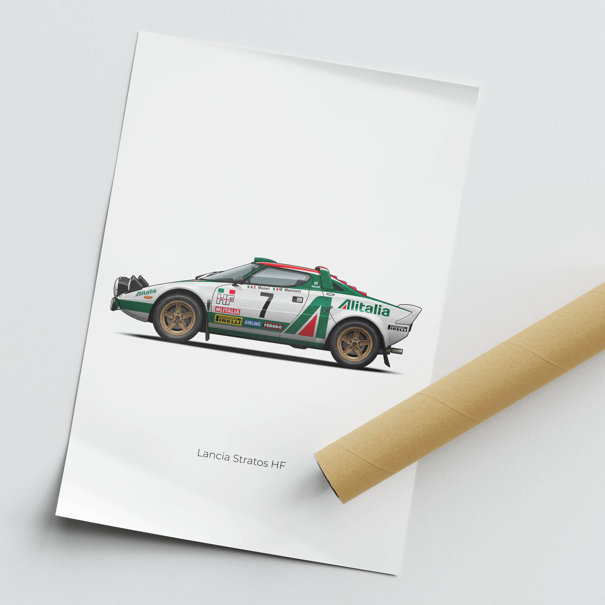 Lancia Stratos Poster - 1974 Sandro Munari Alitalia Rally Car Print