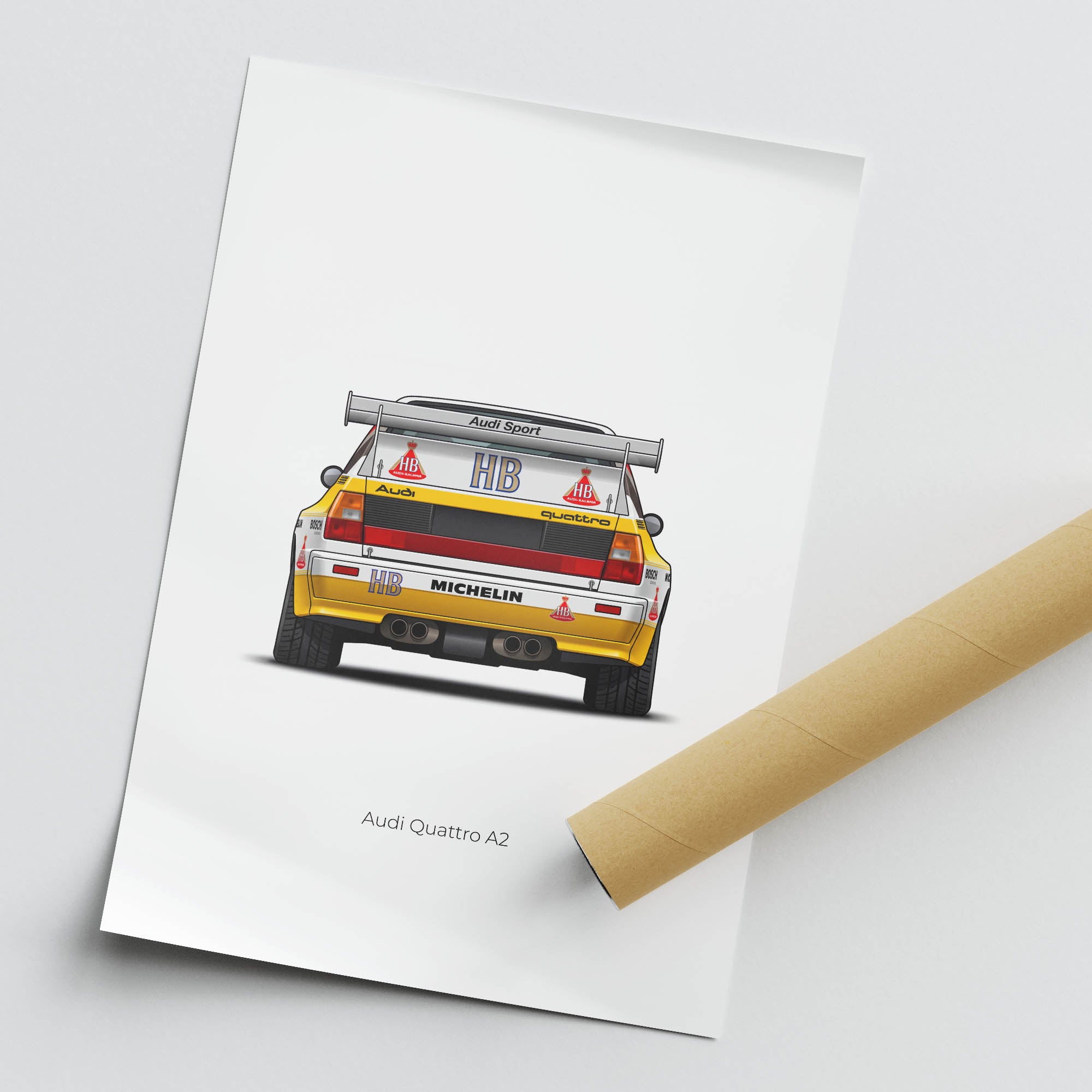 Audi Quattro Poster - 1984 Audi Quattro A2 Hb Yellow White Livery Wall Decor