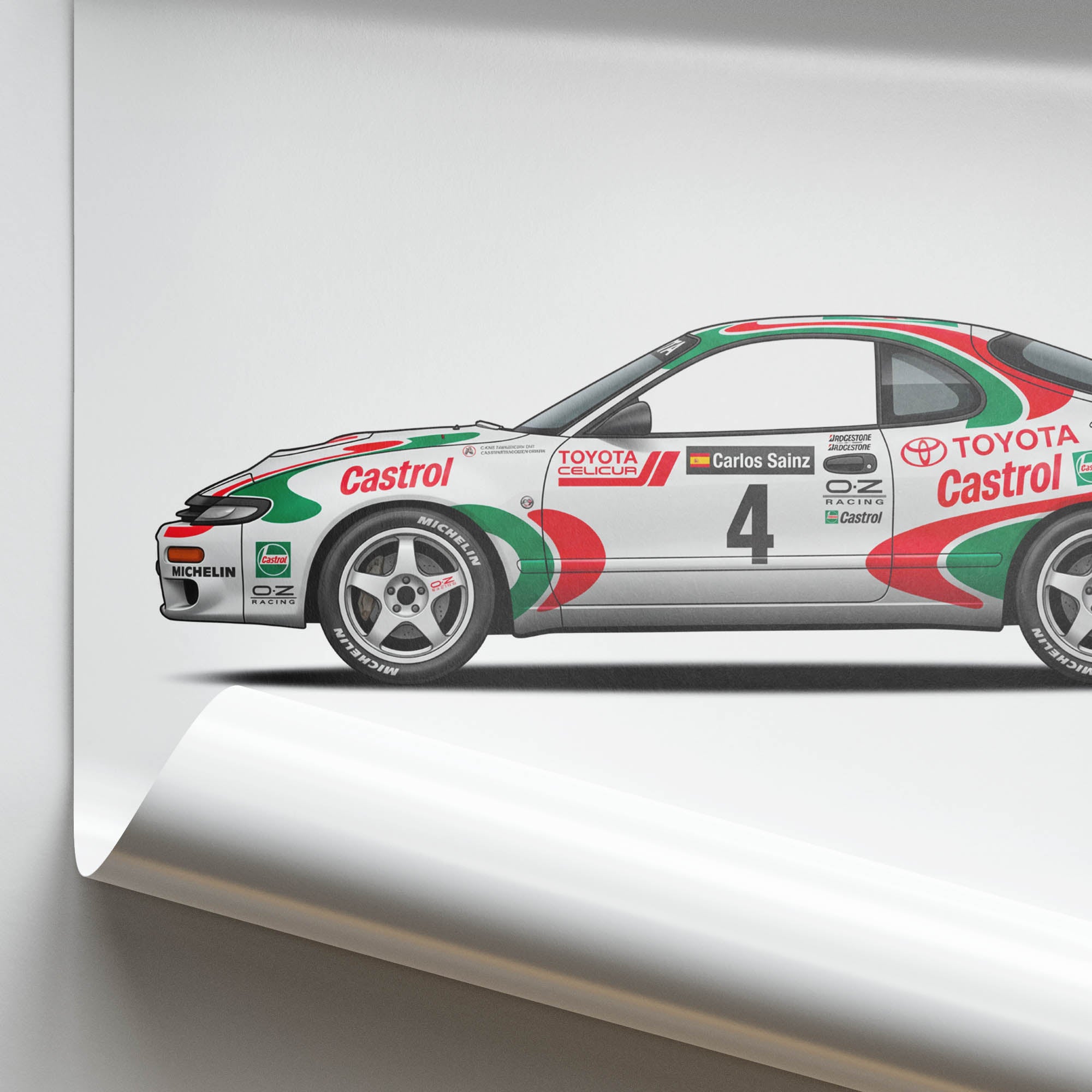 Toyota Celica Poster - 1992 Celica GT Four ST185 Rally Car Print Side View