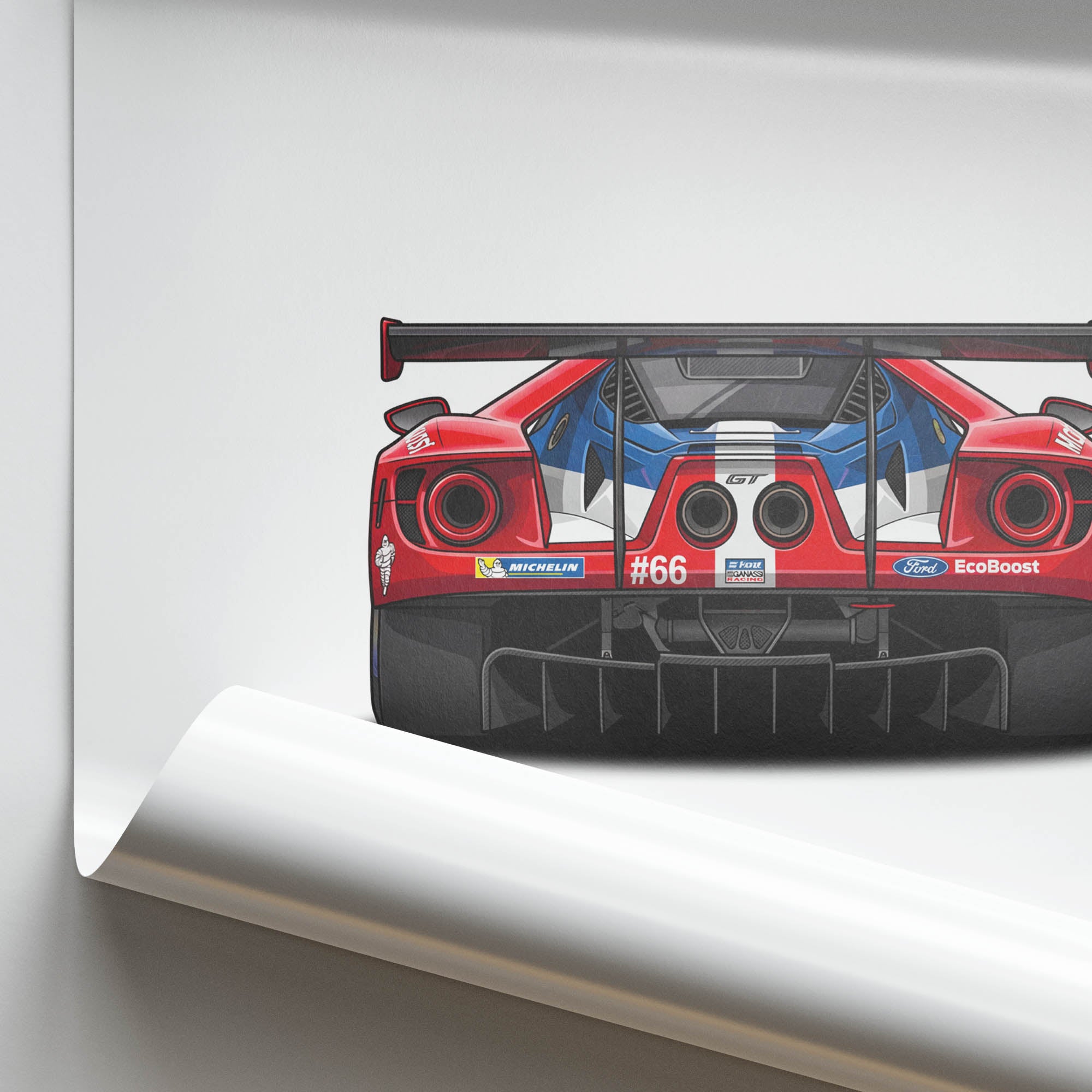 2016 Ford GT GTE Ford Chip Ganassi – Car Print (Back)