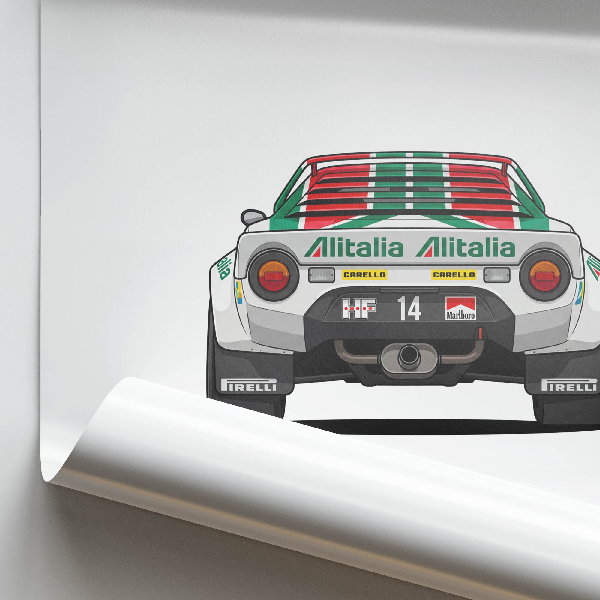 Lancia Stratos Poster – 1974 Sandro Munari Alitalia Livery Rally Print