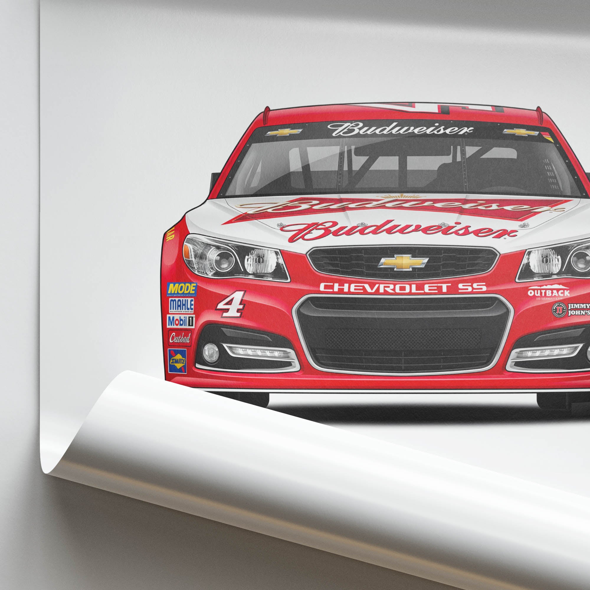 Kevin Harvick Poster - 2014 Chevrolet SS Red White Livery Racing Print