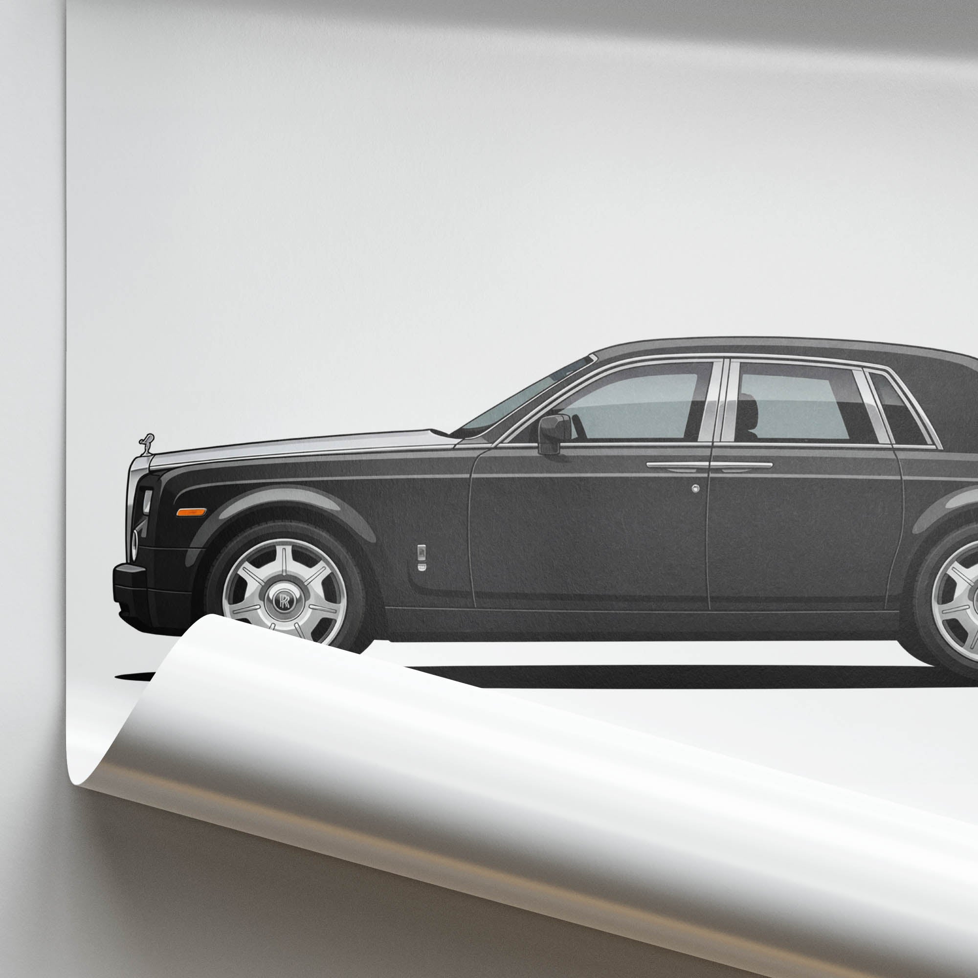 Rolls Royce Phantom Poster - Classic Car Poster With Silver Bonnet Design