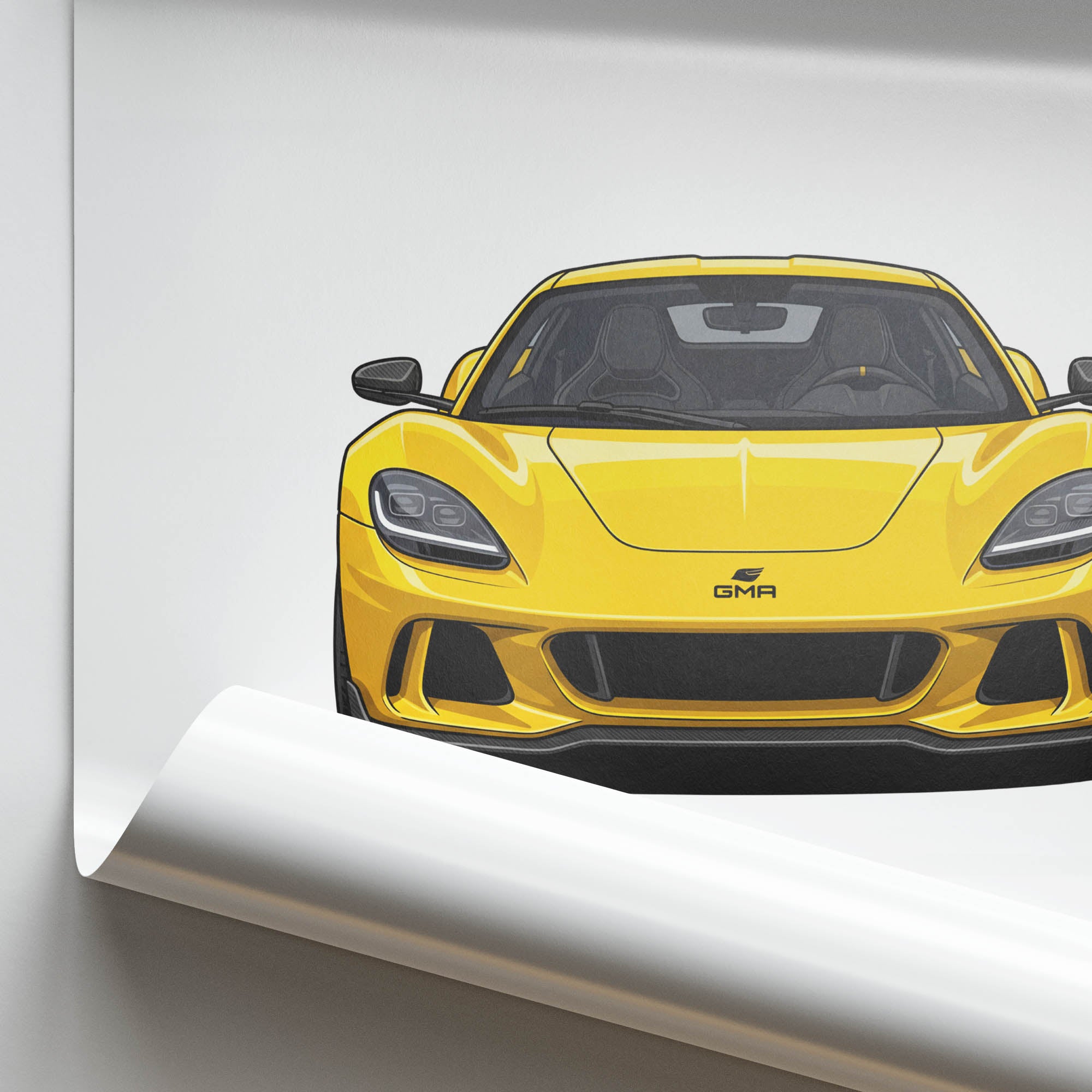 GMA T33 Poster – Yellow Sports Car Wall Art | Limited Edition Automotive Print
