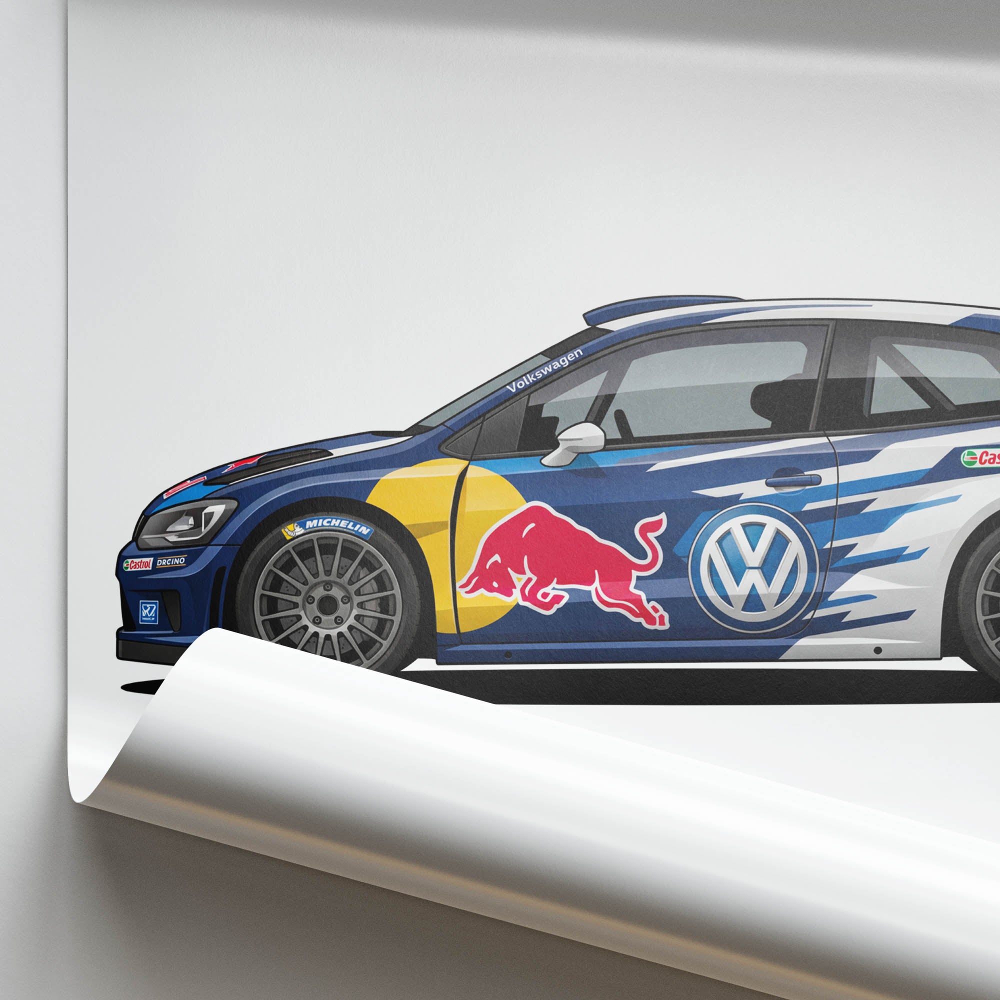 Volkswagen Polo Poster - 2013 Polo R Rally Car Side View Print | Red Bull Livery