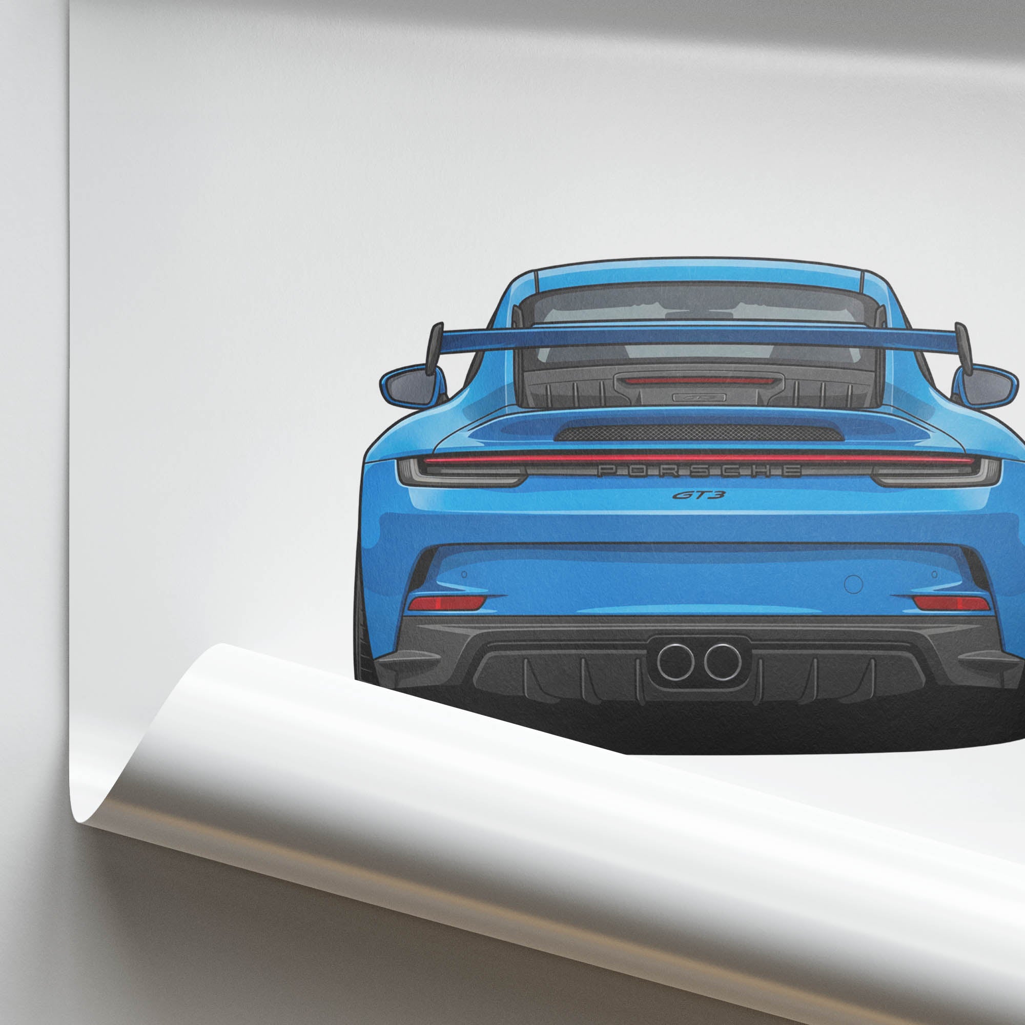 2021 Porsche 911 GT3 992 Shark – Car Print (Back)