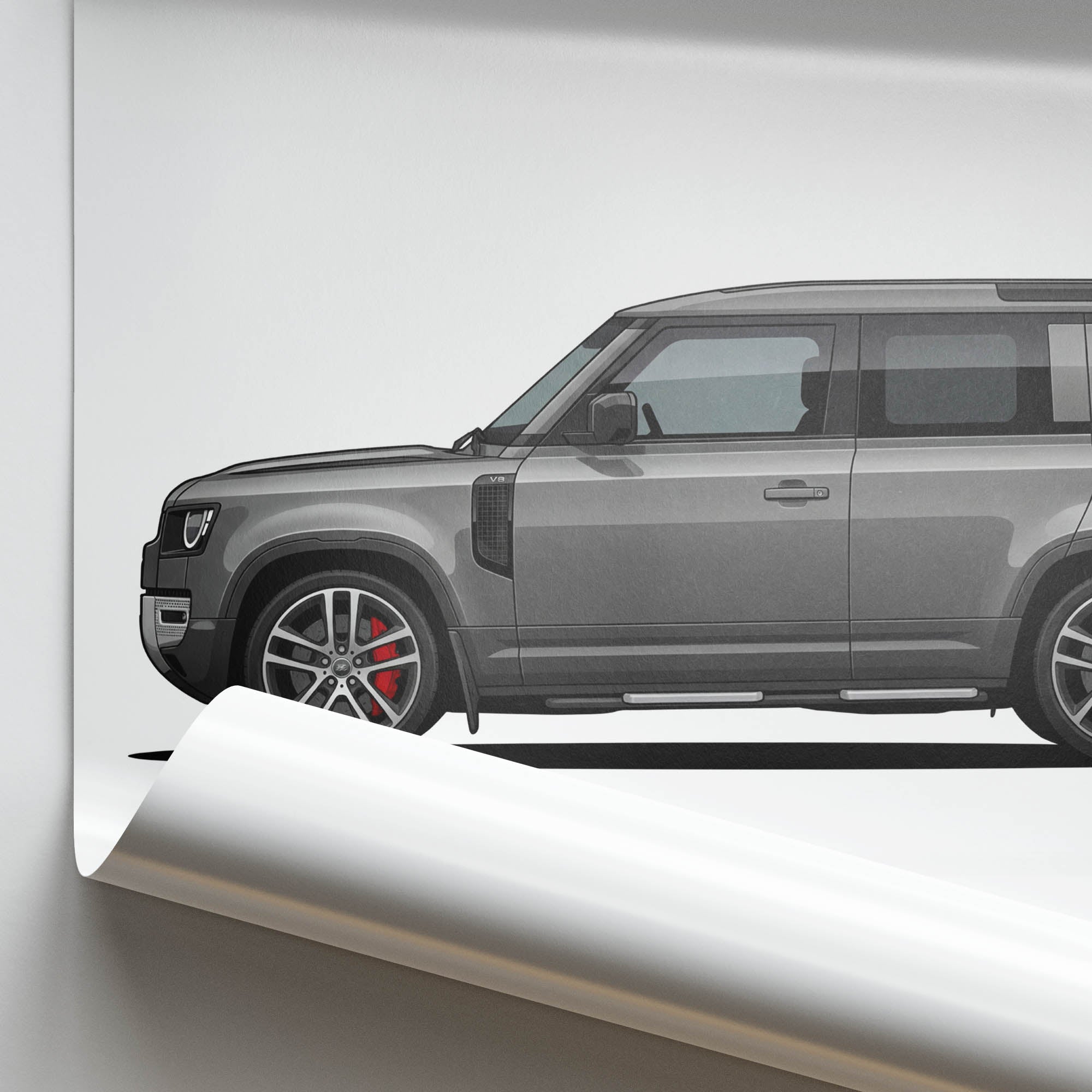 2021 Land Rover Defender 90 V8 Carpathian – Car Print (Side)