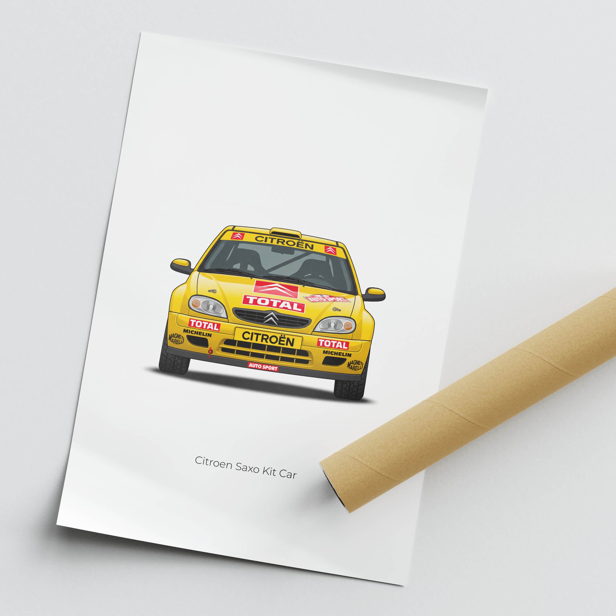 Citroen Saxo Kit Car 1998 Poster – Yellow Race Car Art | Motorsport Wall Decor