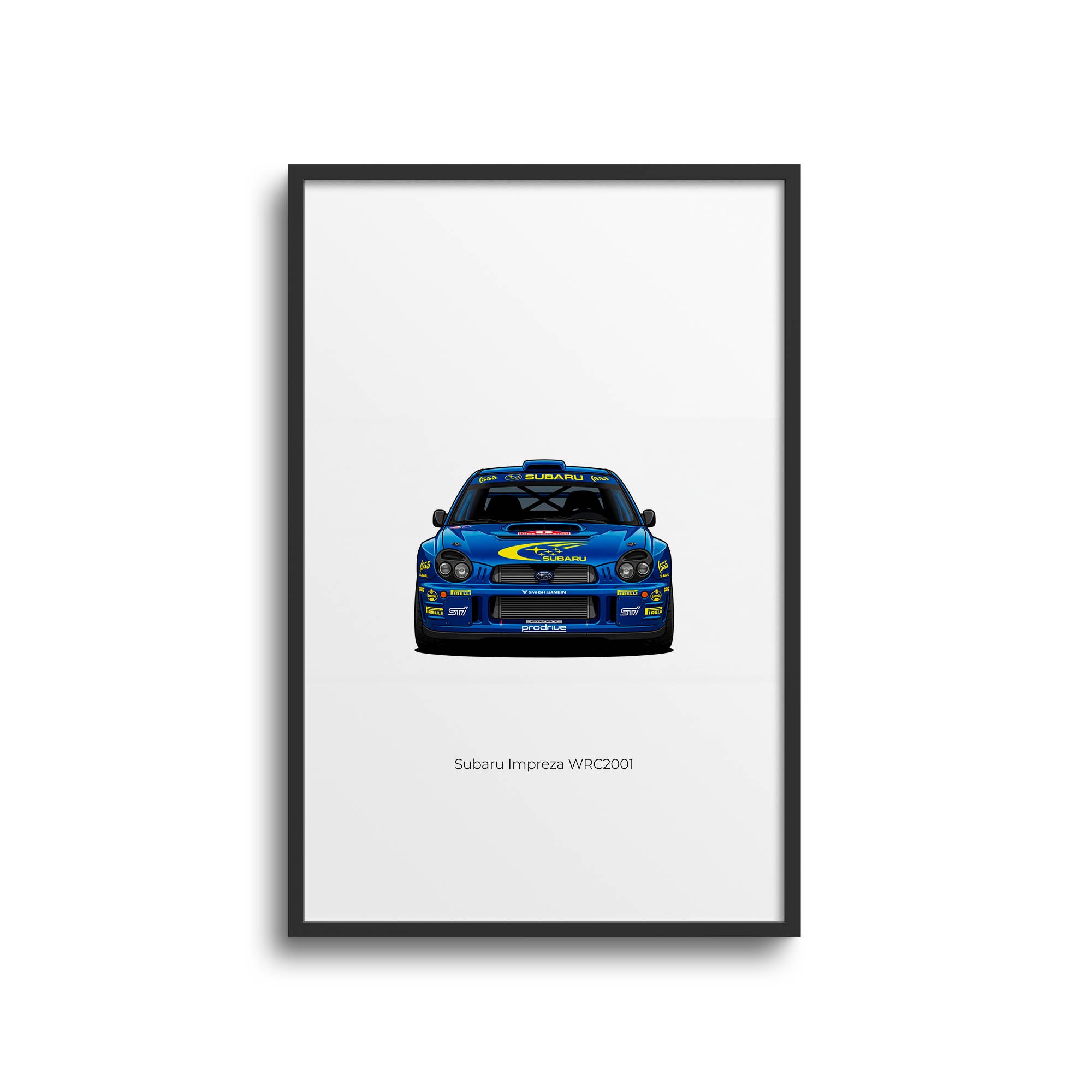 Subaru Impreza Poster – 2001 Richard Burns Rally Car Prints | Blue Yellow Livery