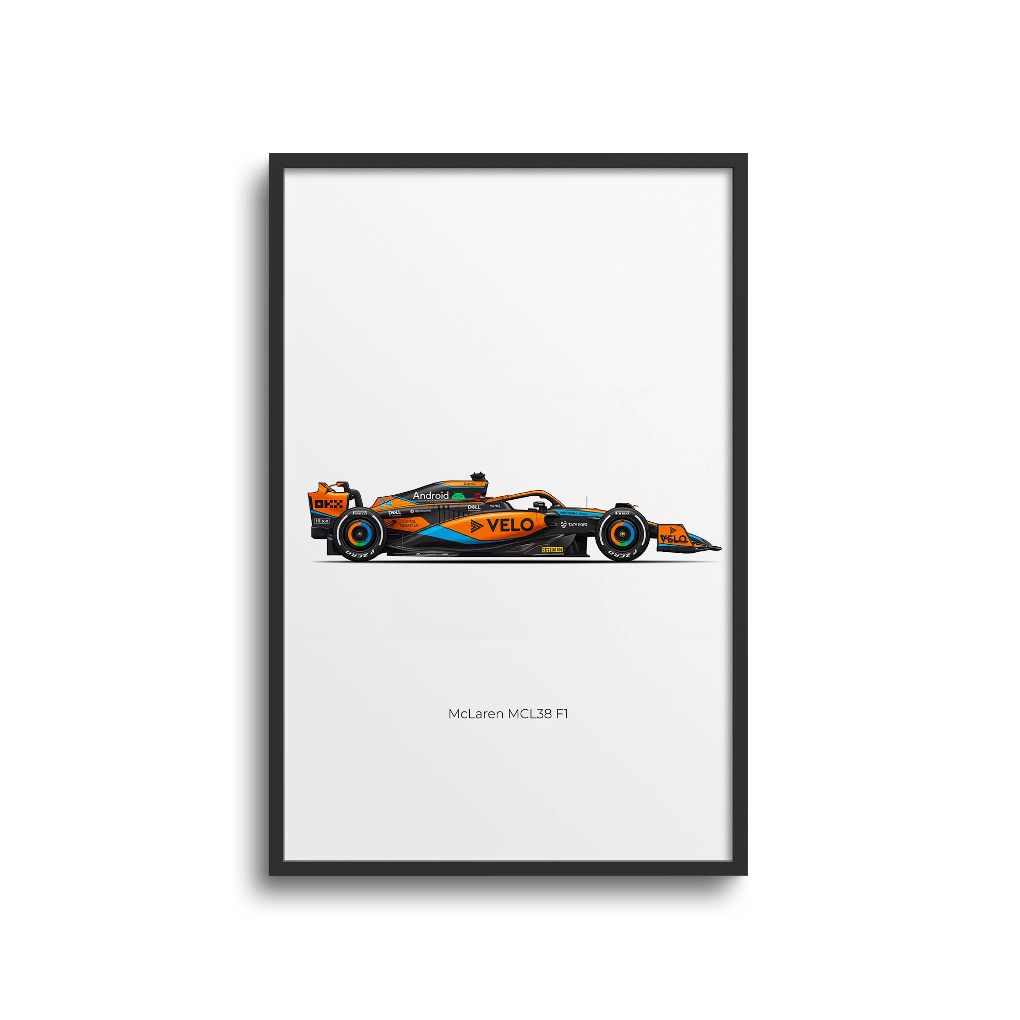 2024 McLaren MCL38 Lando Norris Papaya – Car Print (Side)