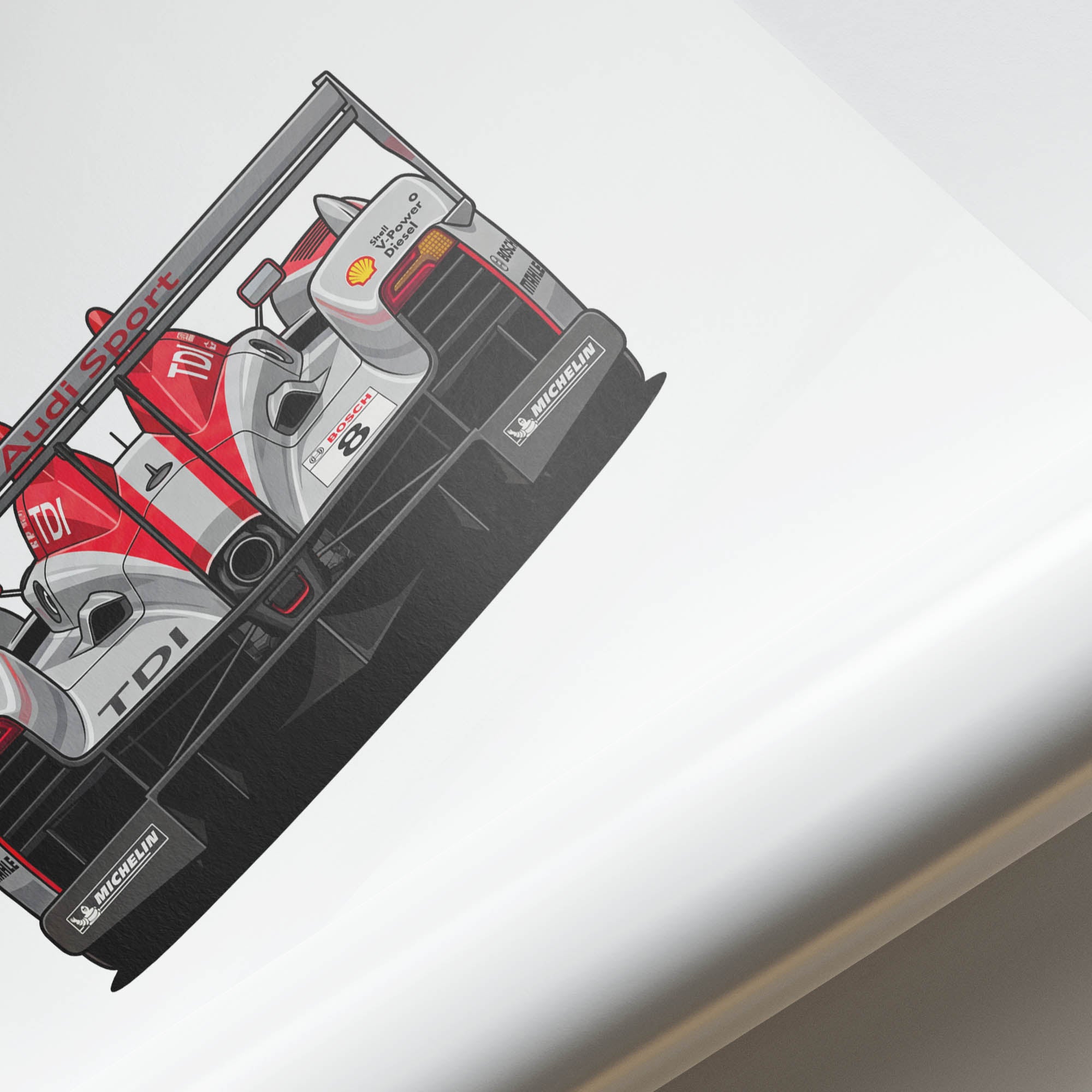 Audi R10 Tdi Poster – 2006 Audi Sport Silver Red Livery Race Car Print