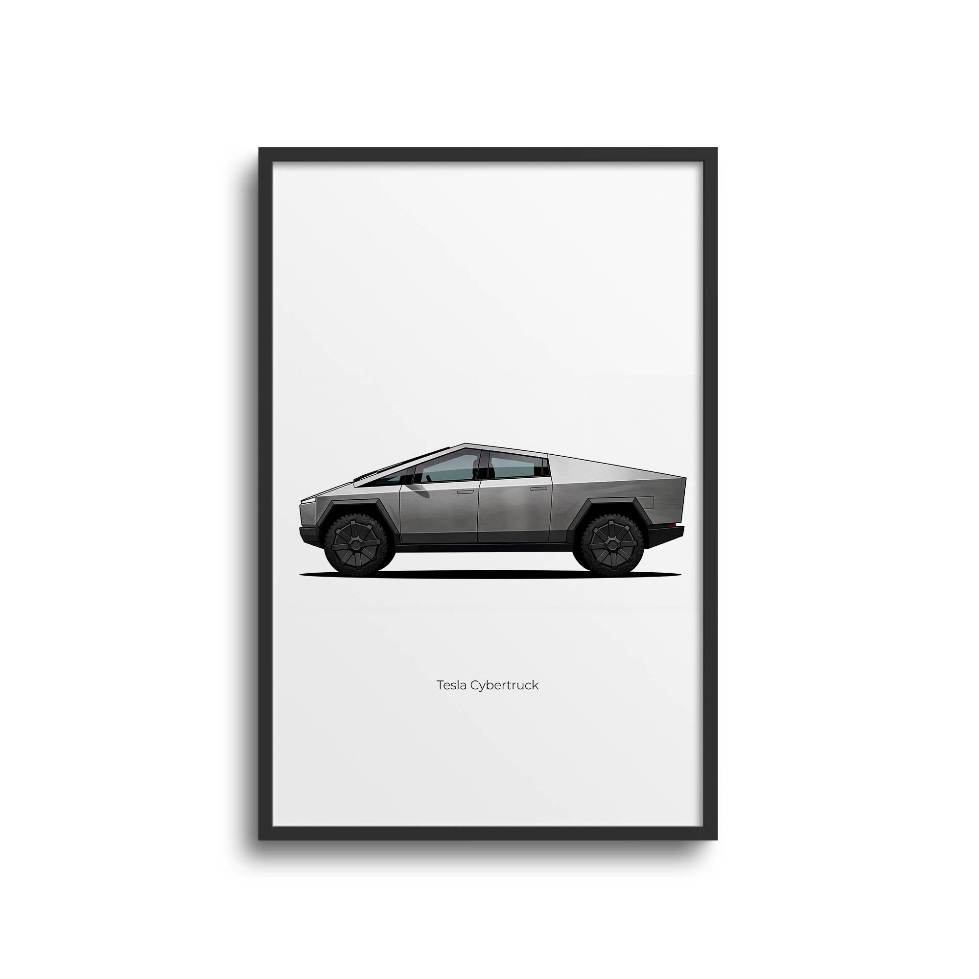 2024 Tesla Cybertruck Stainless Steel – Car Print (Side)
