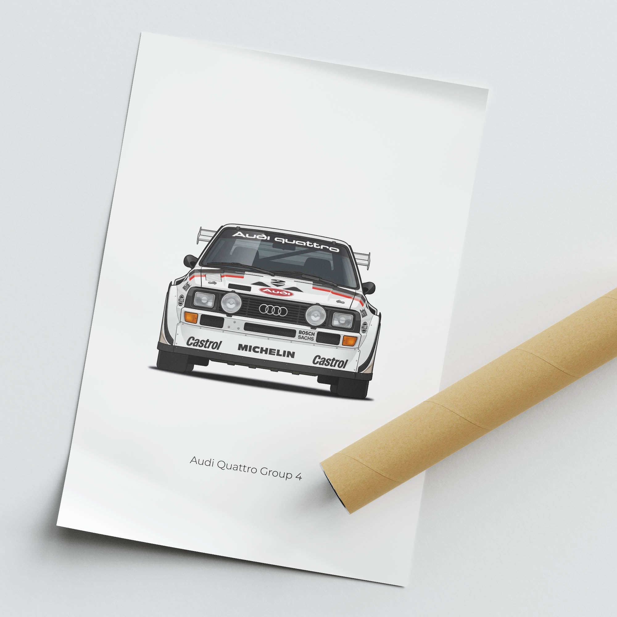 Audi Quattro Poster - 1981 Group 4 Rally Car With Black And White Livery