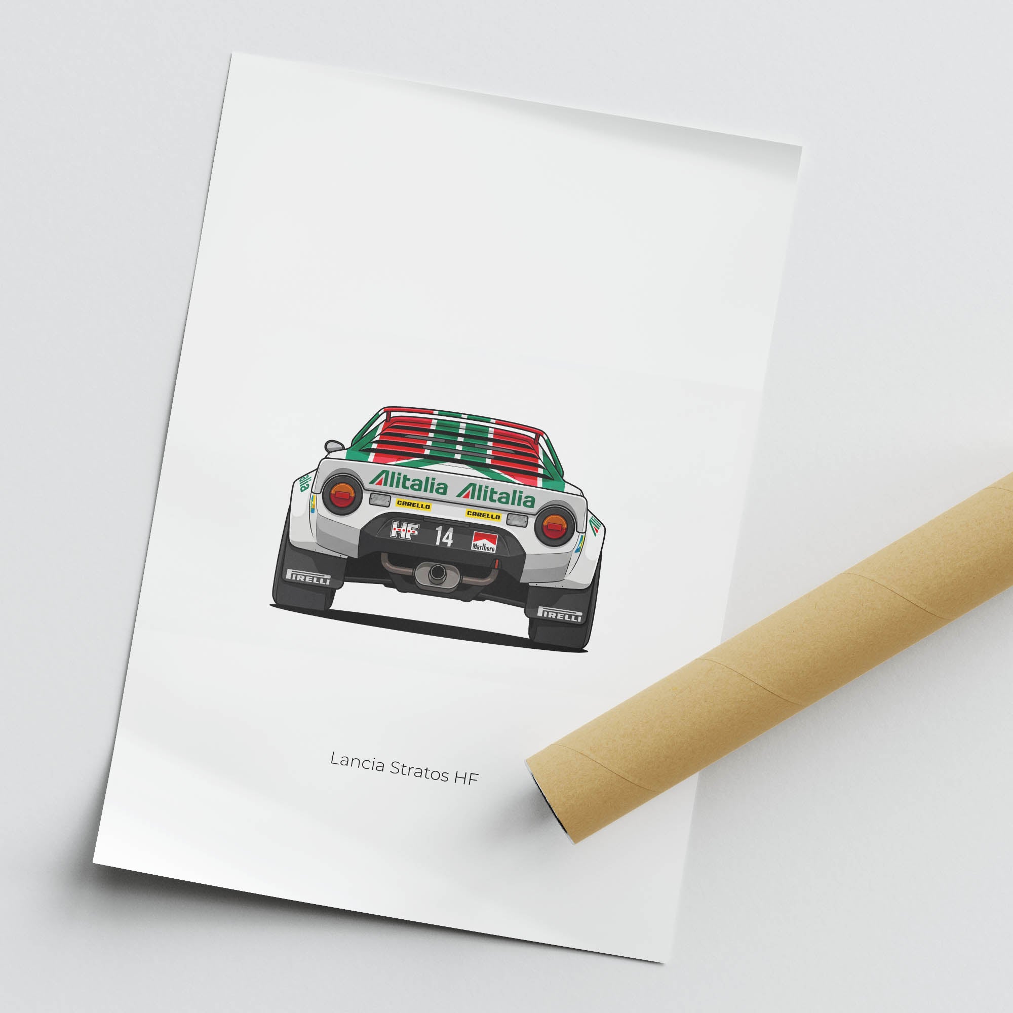 Lancia Stratos Poster – 1974 Sandro Munari Alitalia Livery Rally Print