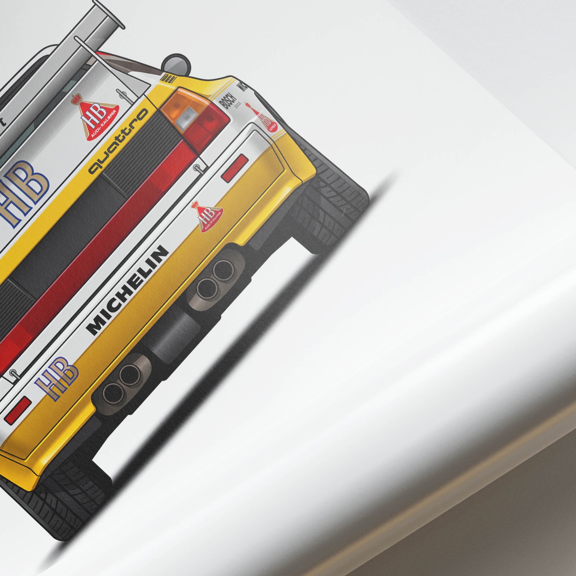 Audi Quattro Poster - 1984 Audi Quattro A2 Hb Yellow White Livery Wall Decor