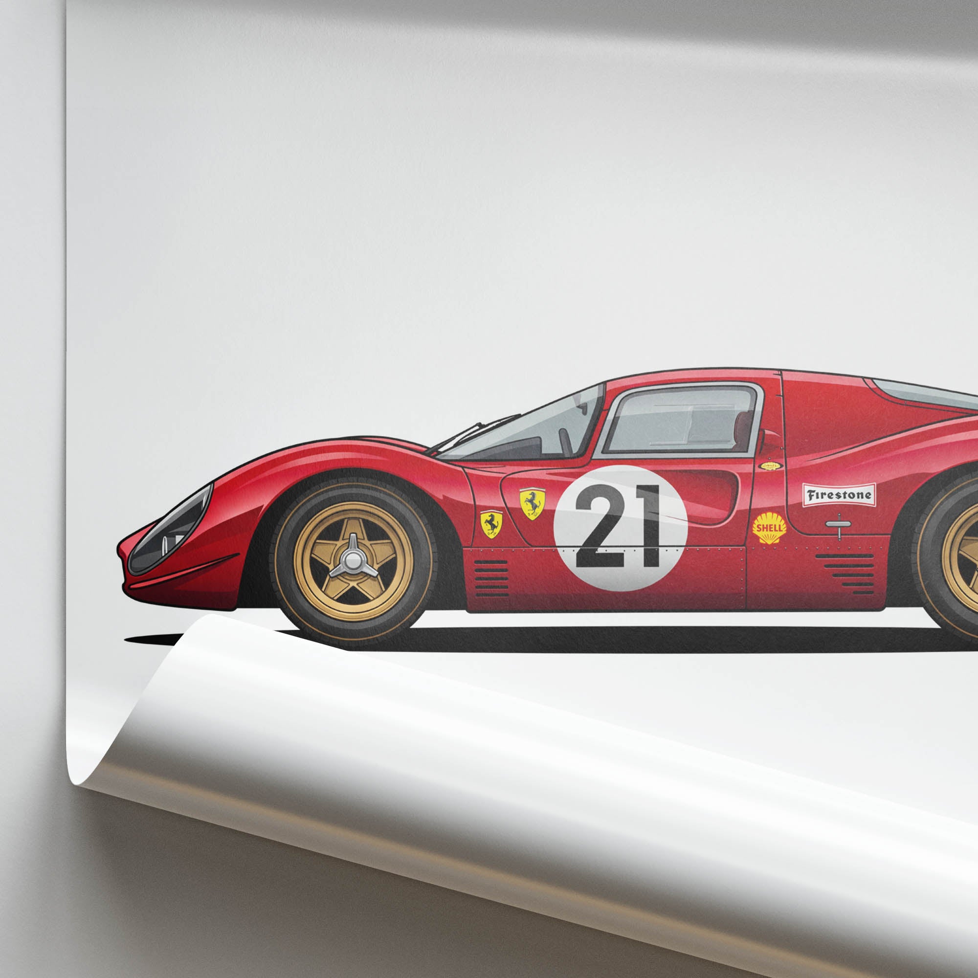 Ferrari 330 P4 Poster – 1967 Vintage Racing Print With Classic Red Livery