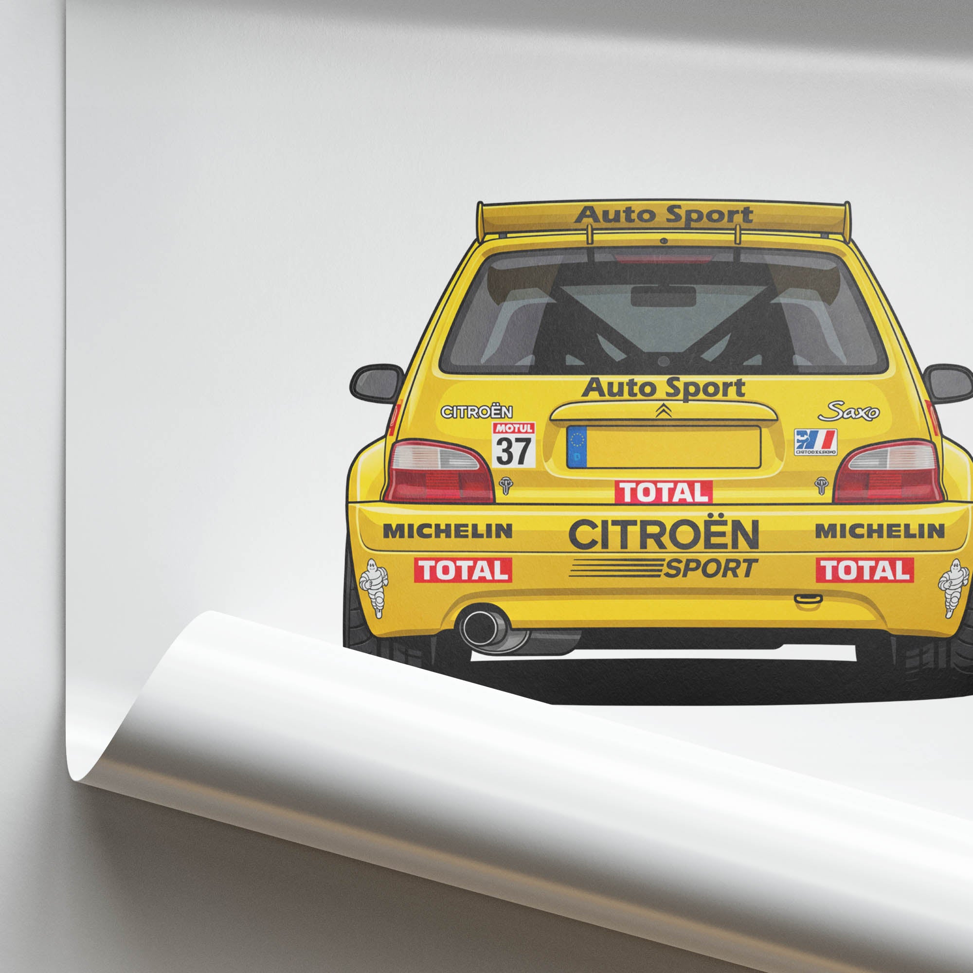Citroen Saxo Kit Car – 1998 Yellow Livery Auto Sport Poster Print