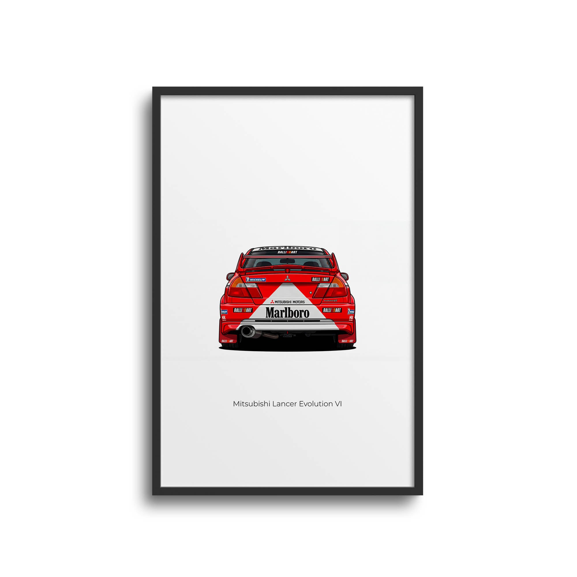 Mitsubishi Lancer Poster - 1999 Evo VI Red White Livery Rally Car Print