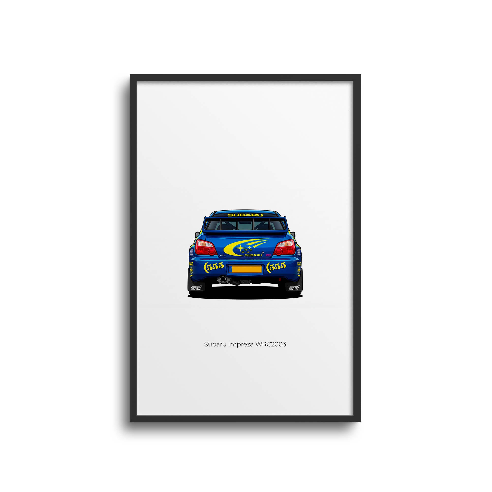 Subaru Impreza Poster – 2003 Rally Car Print With Blue Yellow Livery