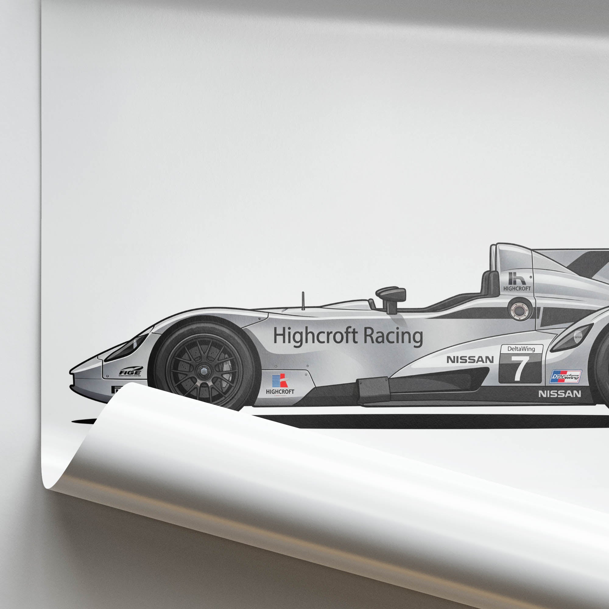 Deltawing Racing Poster – 2012 Highcroft Silver Livery Side View Print