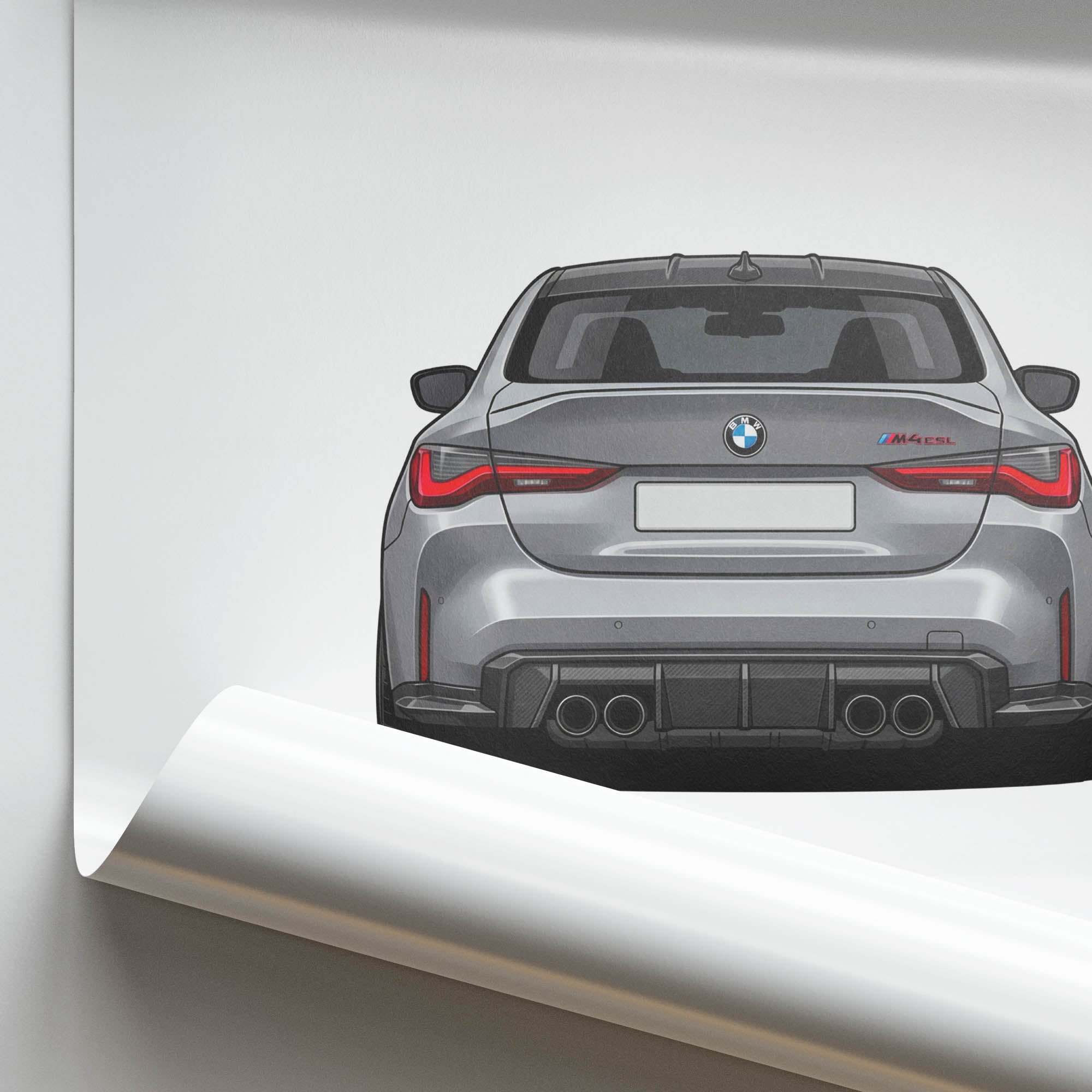 2023 BMW M4 CSL G82 Frozen Brooklyn – Car Print (Back)