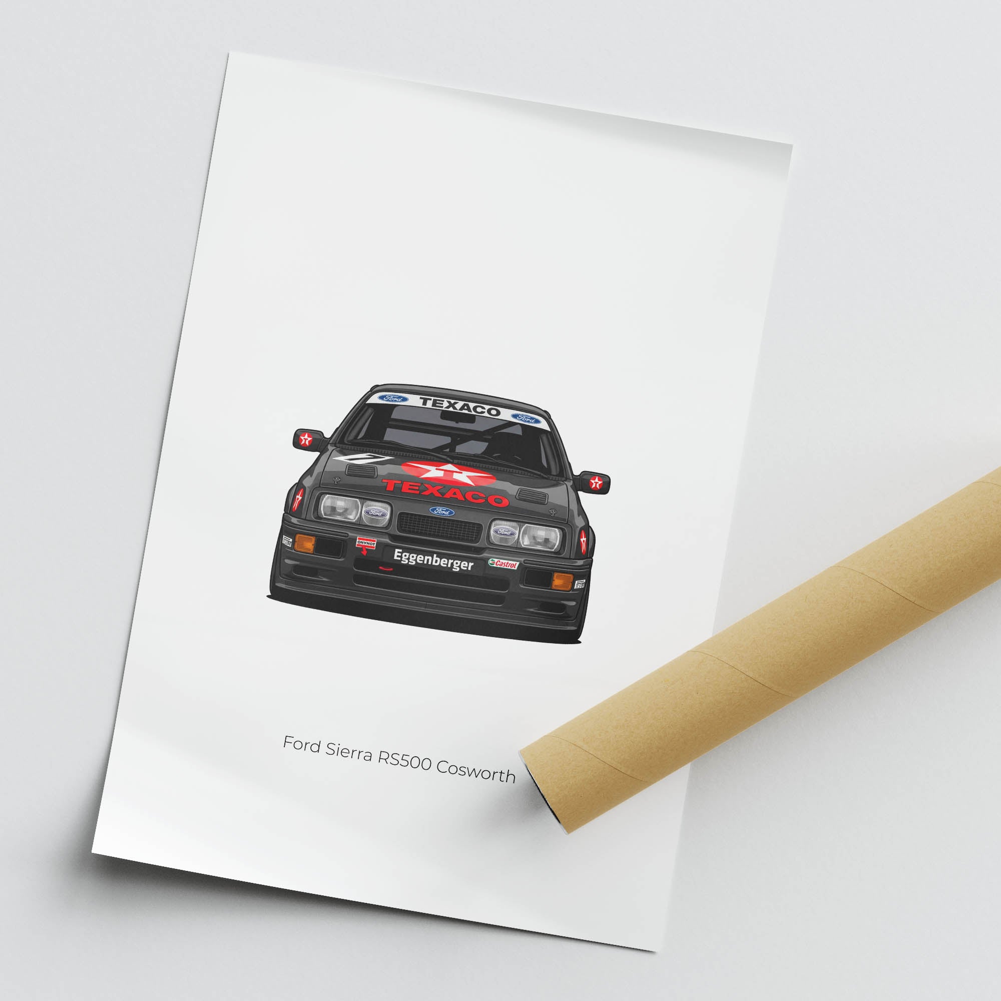 Ford Sierra Rs500 Poster - Classic Car Print With Eggenberger Texaco Black Livery