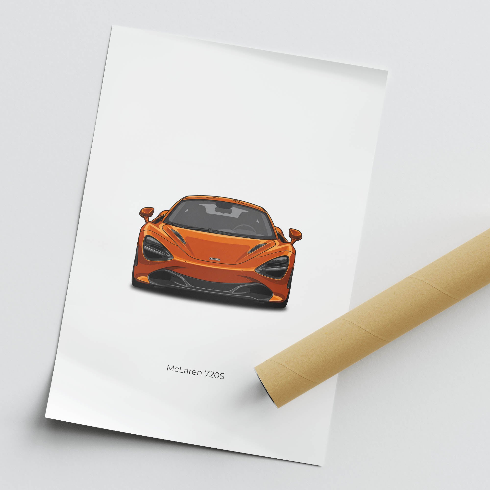 Mclaren 720S Poster – 2017 Azores Orange Front View Sports Car Print