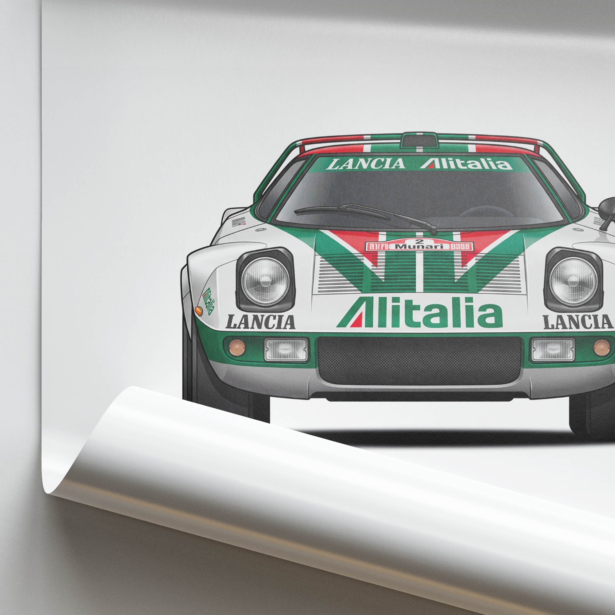 Lancia Stratos Poster - 1974 Sandro Munari Alitalia Livery Rally Art Print