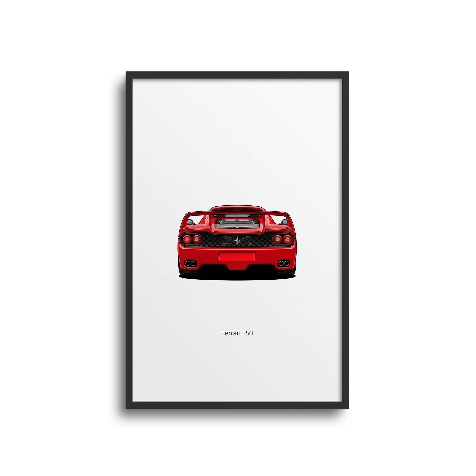 Ferrari F50 Poster – 1995 Rosso Corsa Red Sports Car Wall Decor Print