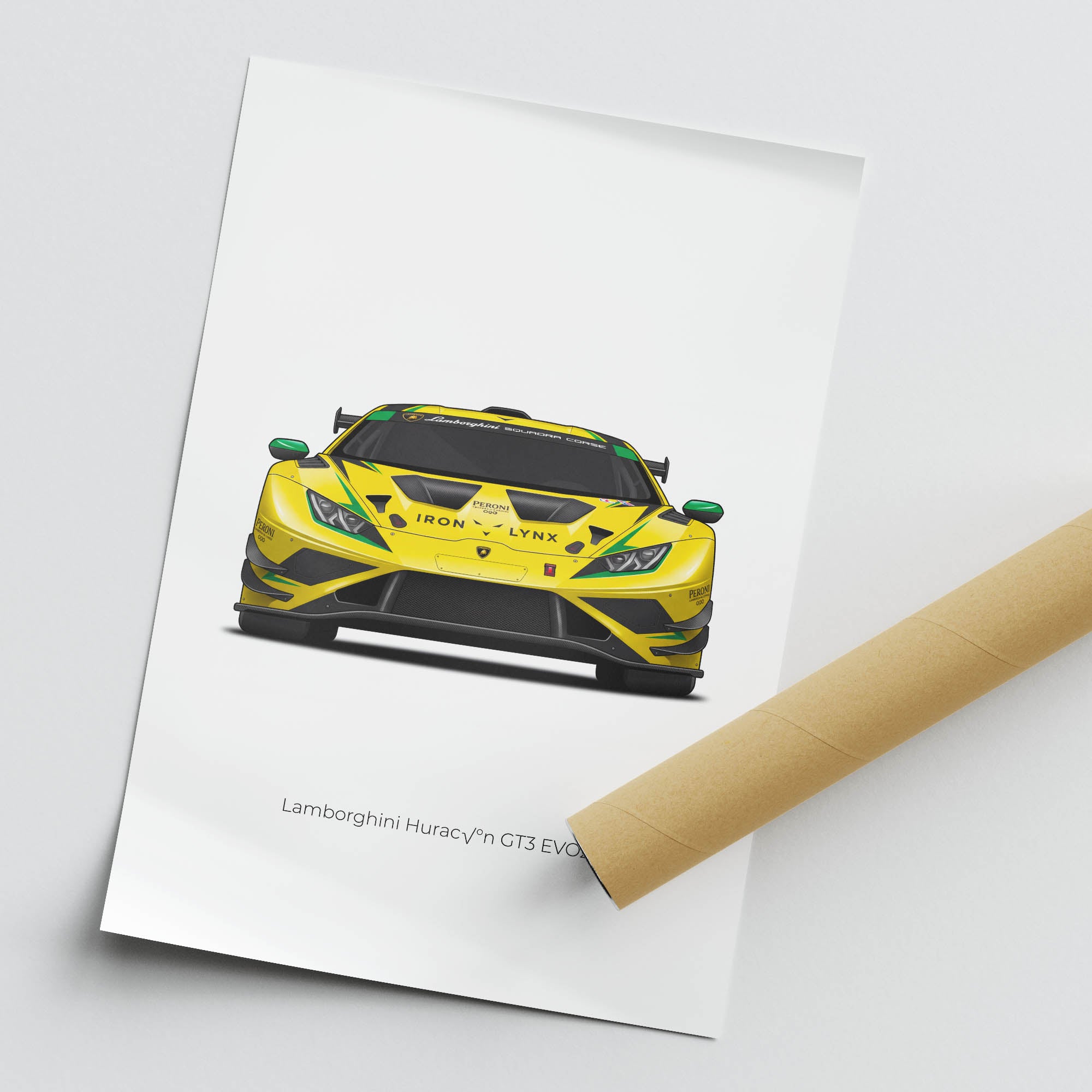 Lamborghini Huracan GT3 Racing Car Poster – 2023 GT3 Evo2 Yellow Livery Print