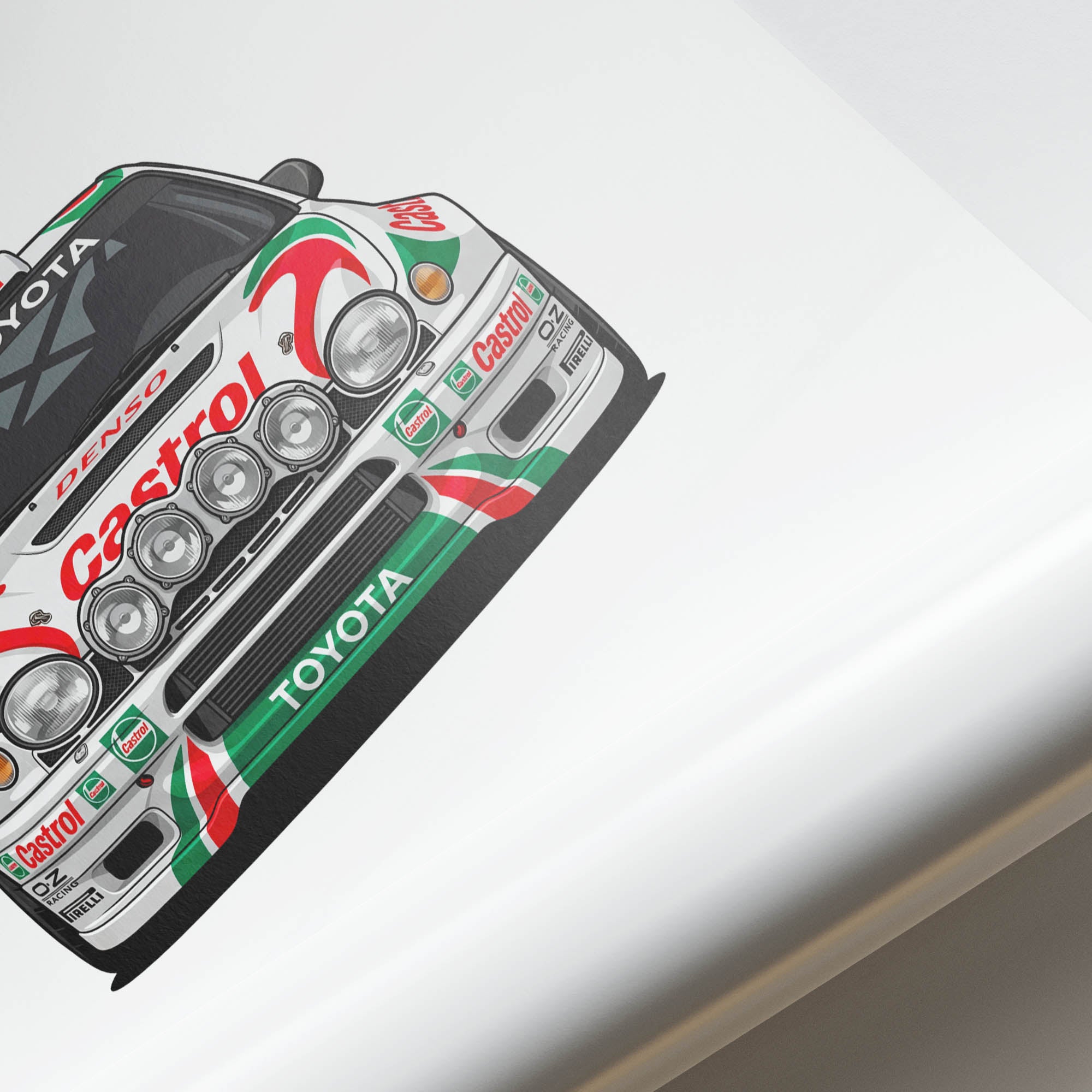 Toyota Corolla Poster – 1998 Castrol Livery Rally Car Print Green Red