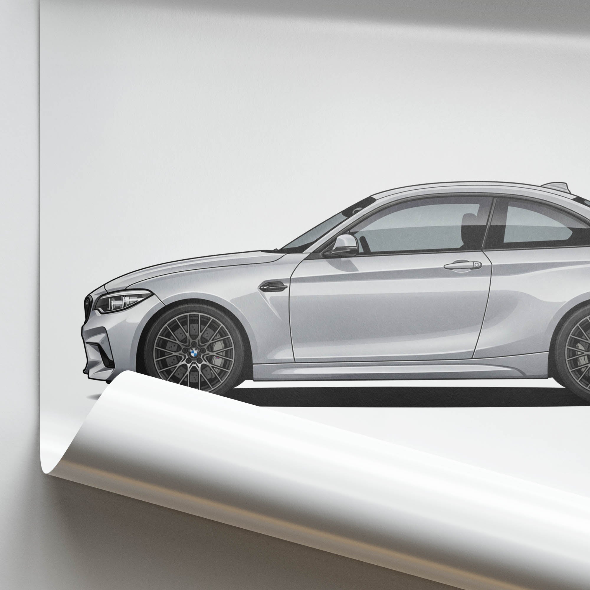 BMW M2 Poster – 2019 Competition F87 Hockenheim Silver Metallic Car Wall Art