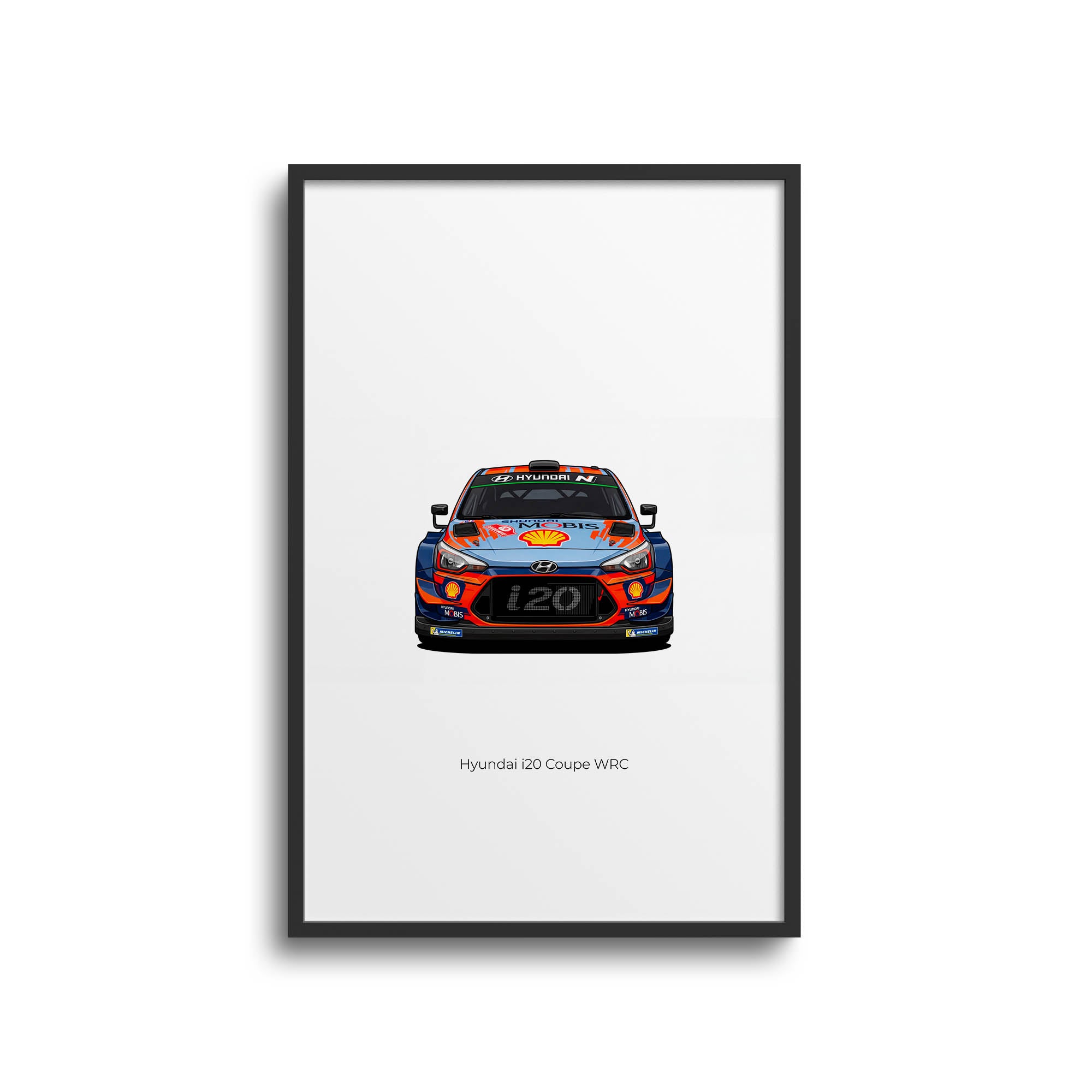 Hyundai I20 Coupe Poster – 2019 Shell Mobis Blue & Orange Livery Print