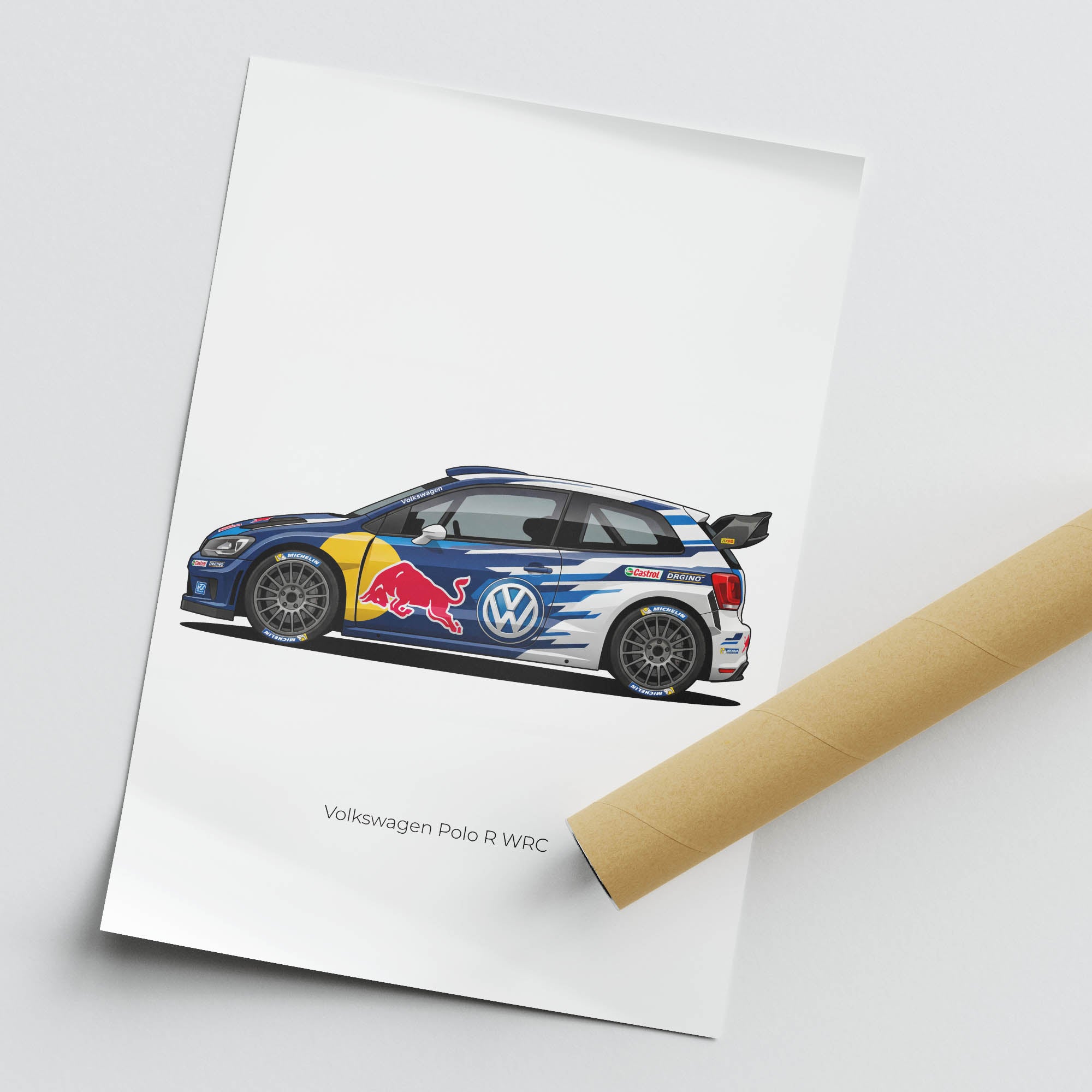 Volkswagen Polo Poster - 2013 Polo R Rally Car Side View Print | Red Bull Livery