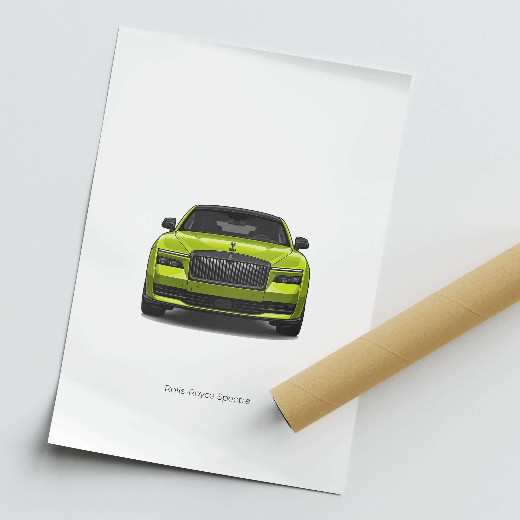 2024 Rolls Royce Spectre Chartreuse – Car Print (Front)
