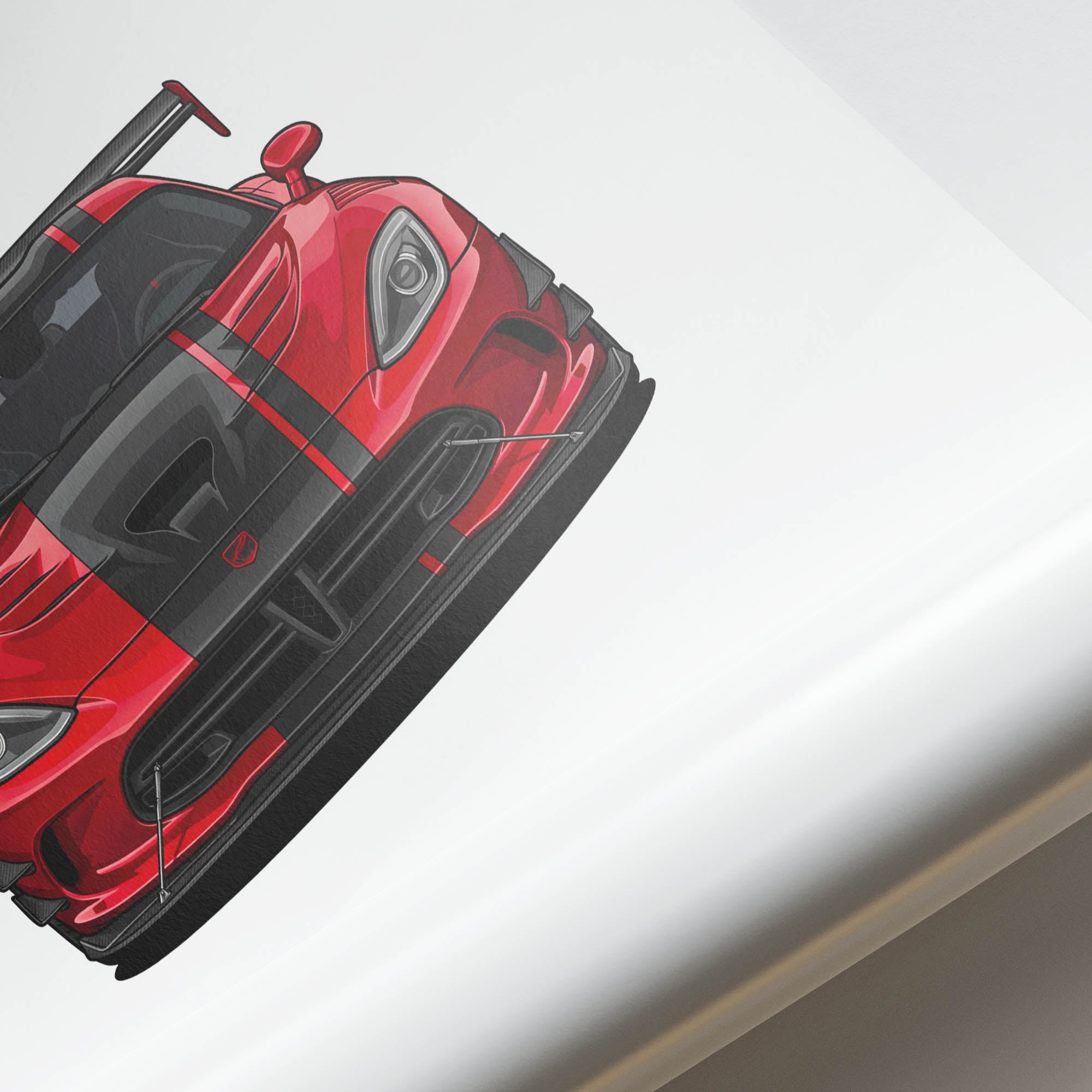 Dodge Viper Poster - 2015 Viper ACR Artwork | Red Car Poster With Black Stripe Design