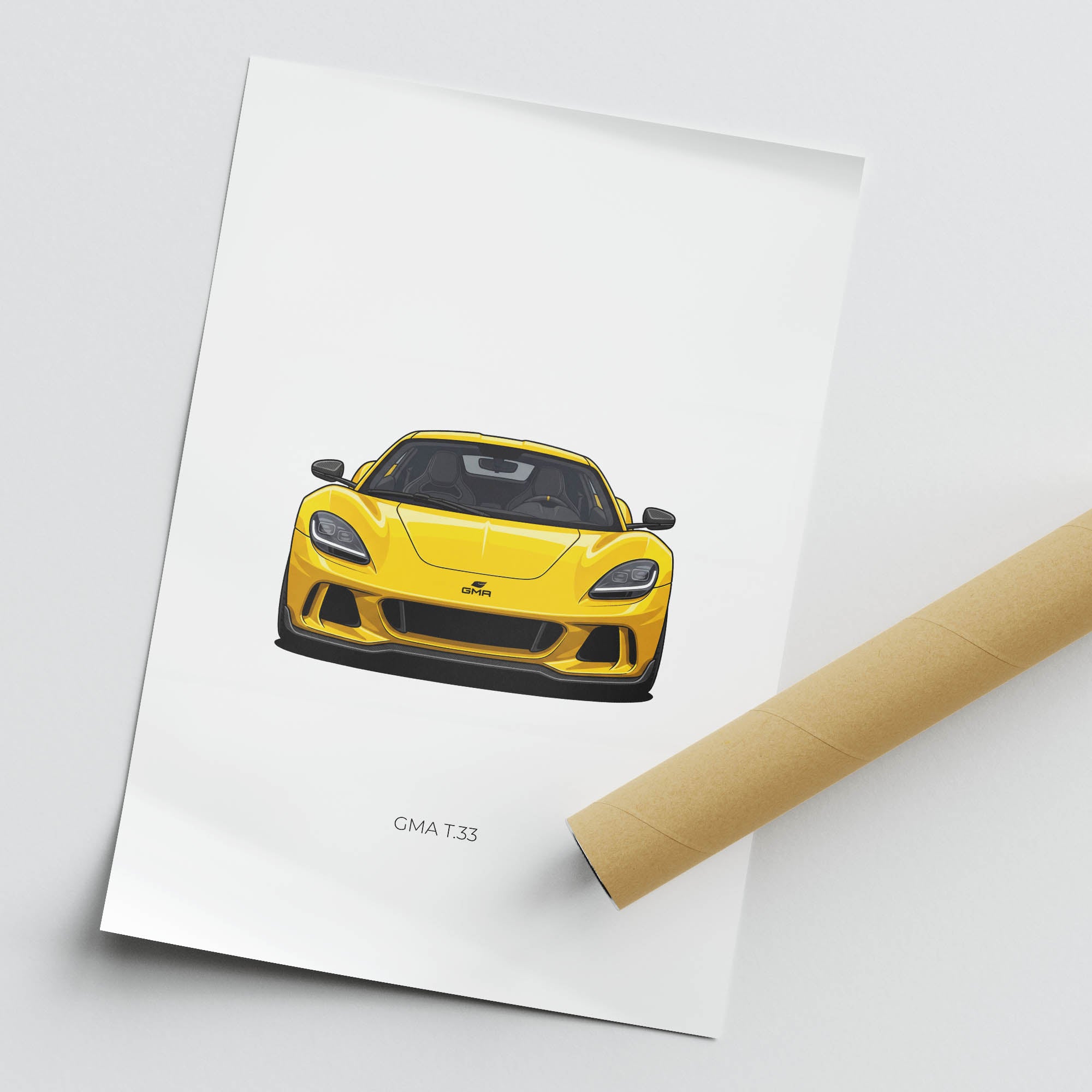 GMA T33 Poster – Yellow Sports Car Wall Art | Limited Edition Automotive Print