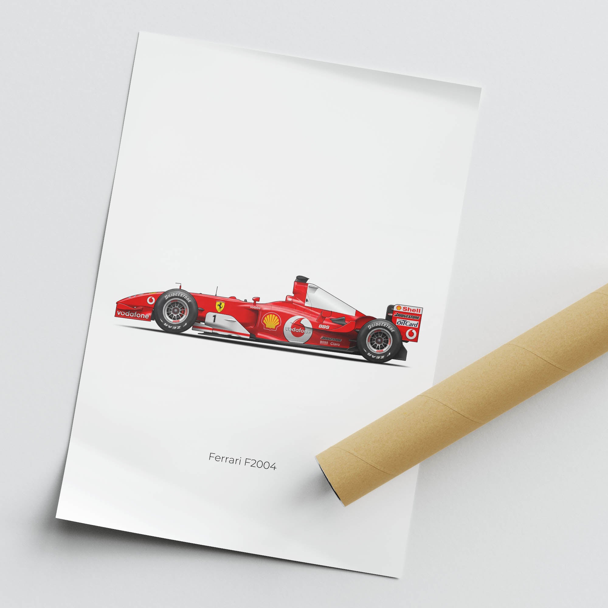 Ferrari F2004 Poster – Michael Schumacher Rosso Corsa Racing Art Print