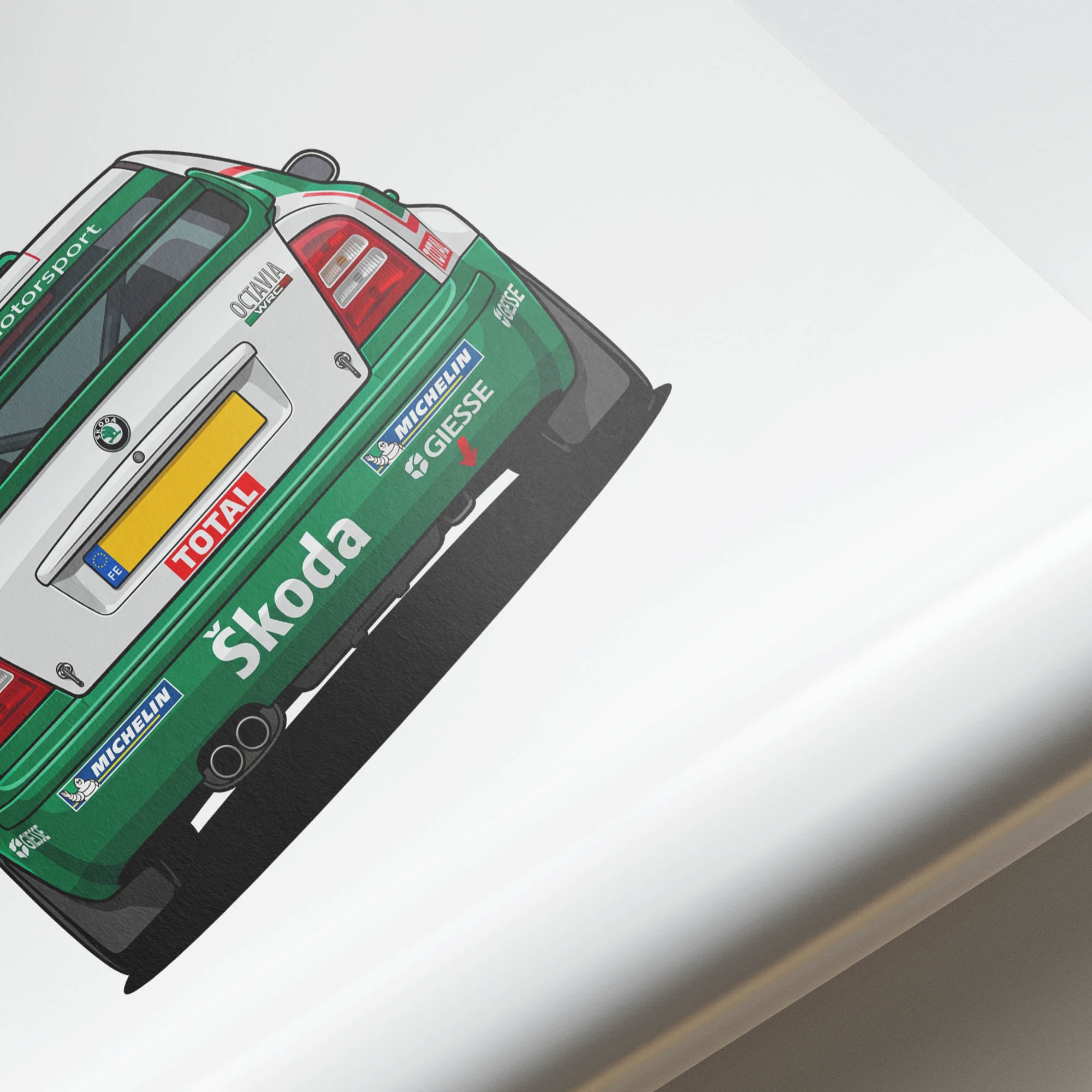 Skoda Octavia Poster – 2001 Skoda Motorsport Rally Car Print With White Green Livery