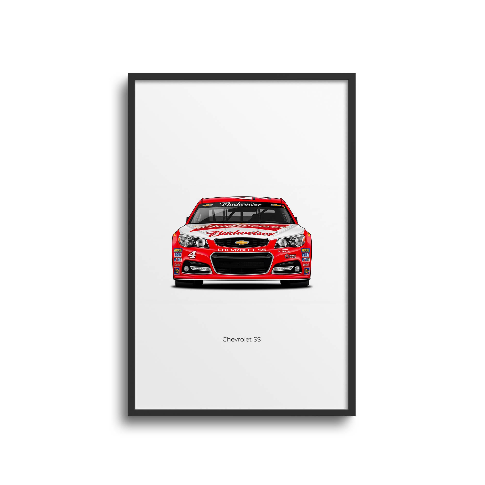 Kevin Harvick Poster - 2014 Chevrolet SS Red White Livery Racing Print