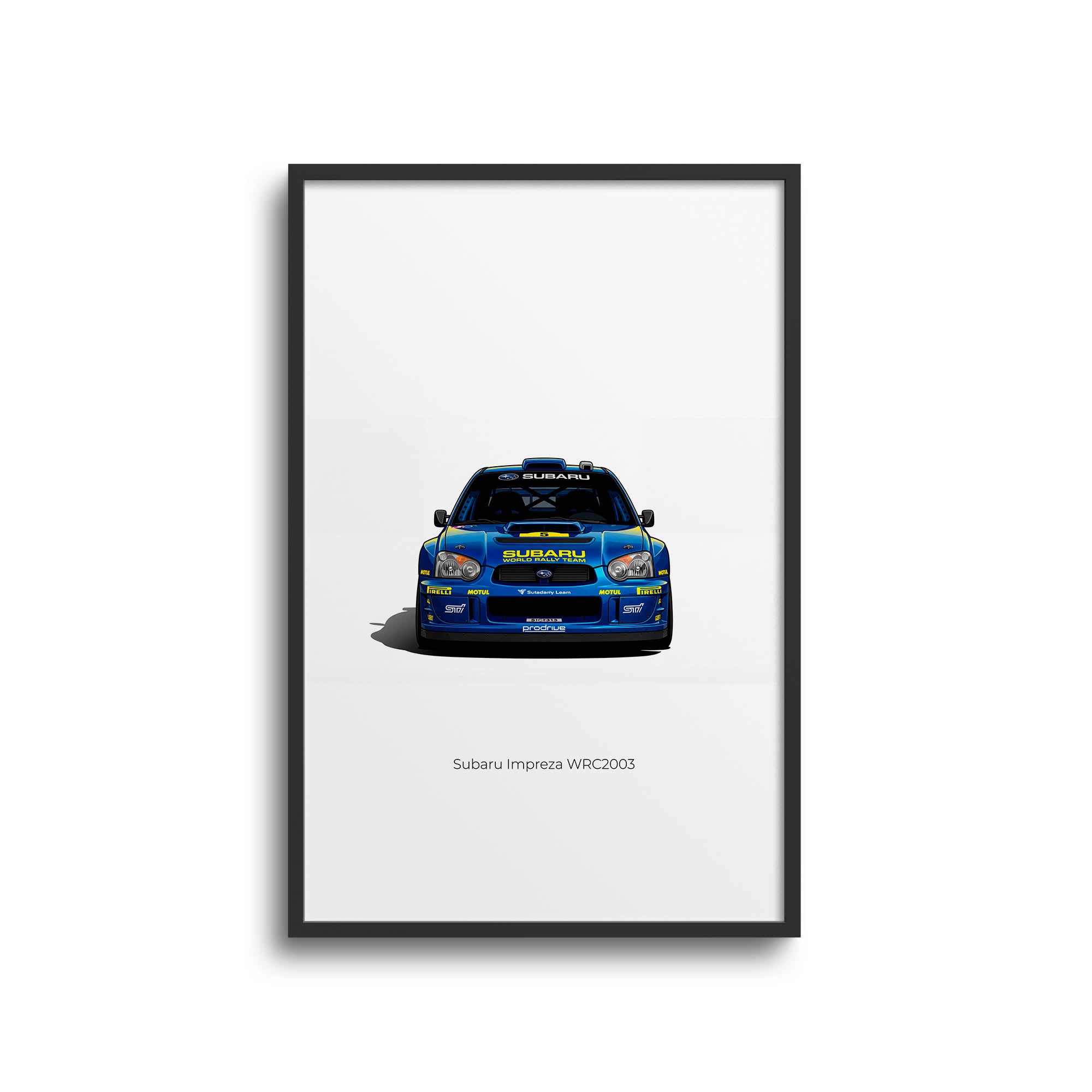 Subaru Impreza Poster – 2003 Rally Car Print With Blue Yellow Livery Art