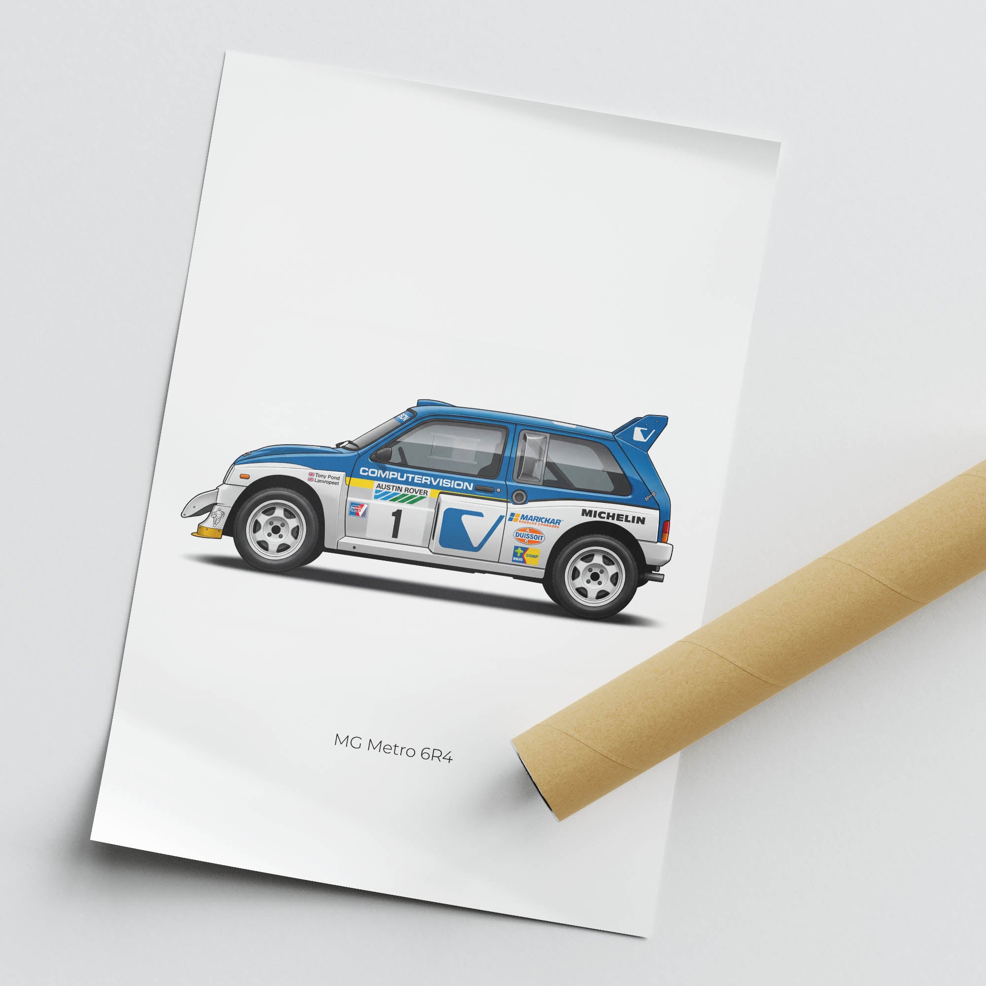 MG Metro 6R4 Poster – 1986 Rally Car Print With Tony Pond Computervision Livery