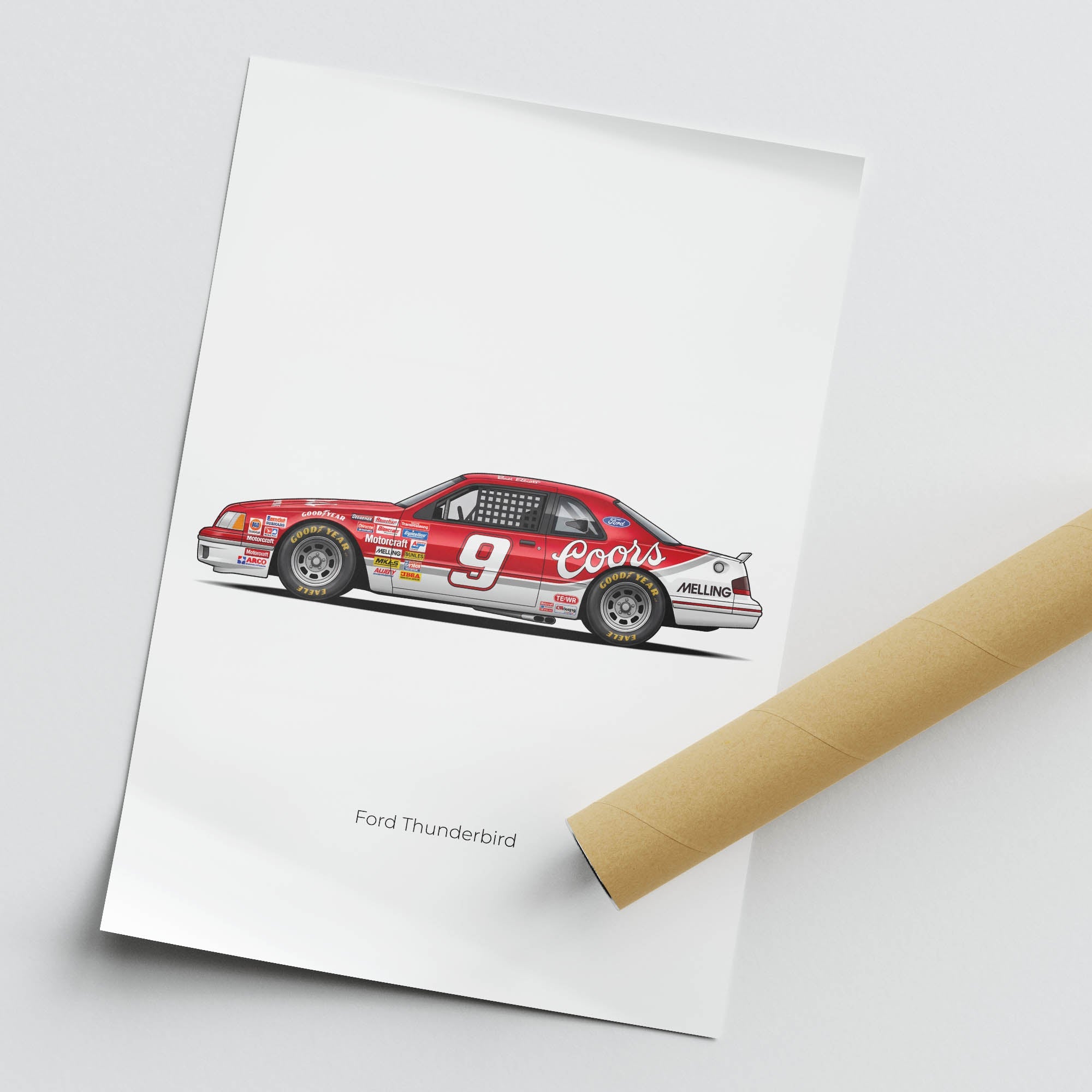 1987 Ford Thunderbird Bill Elliott Coors – Car Print (Side)