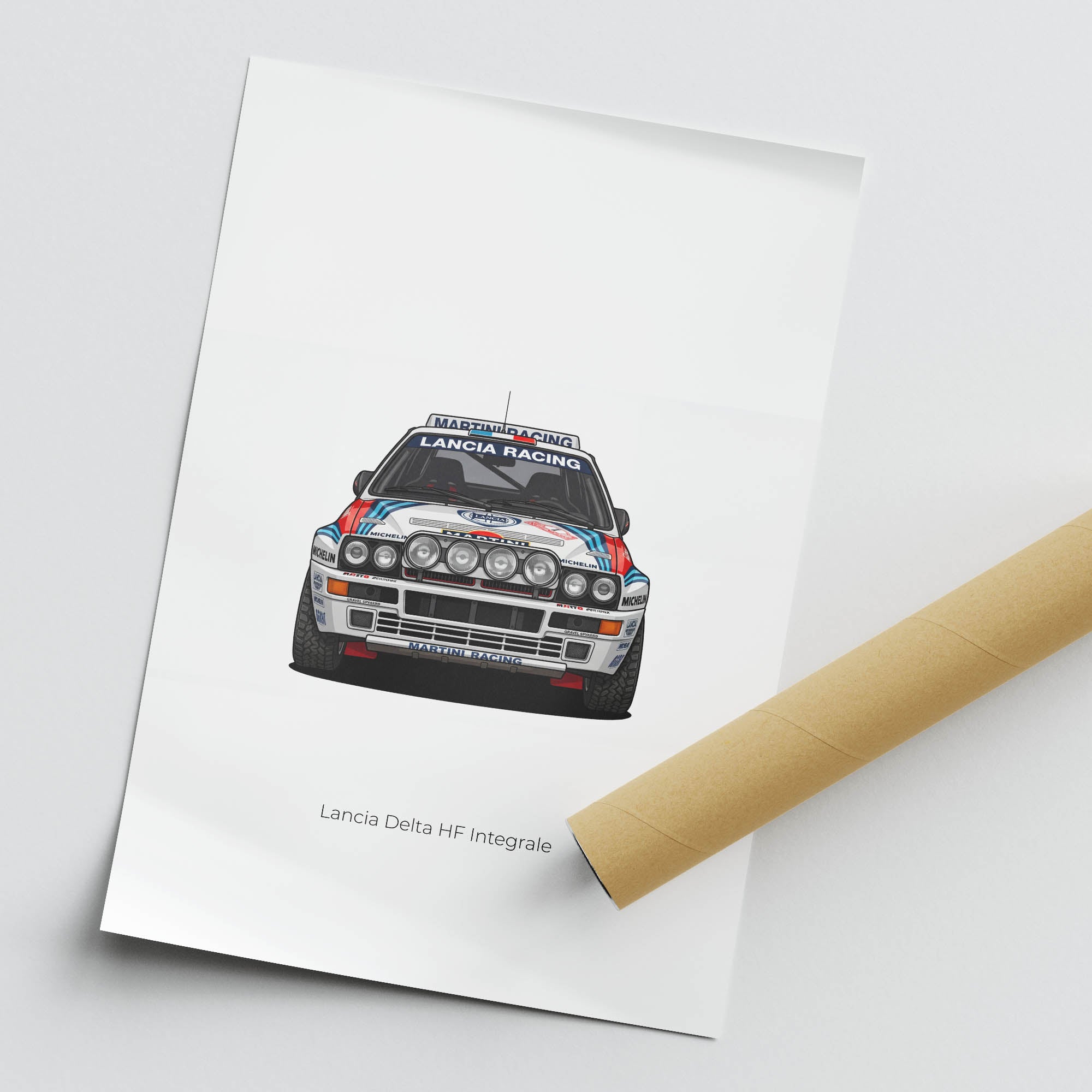 Lancia Delta Integrale Poster – 1992 Martini Racing Safari White Rally Print