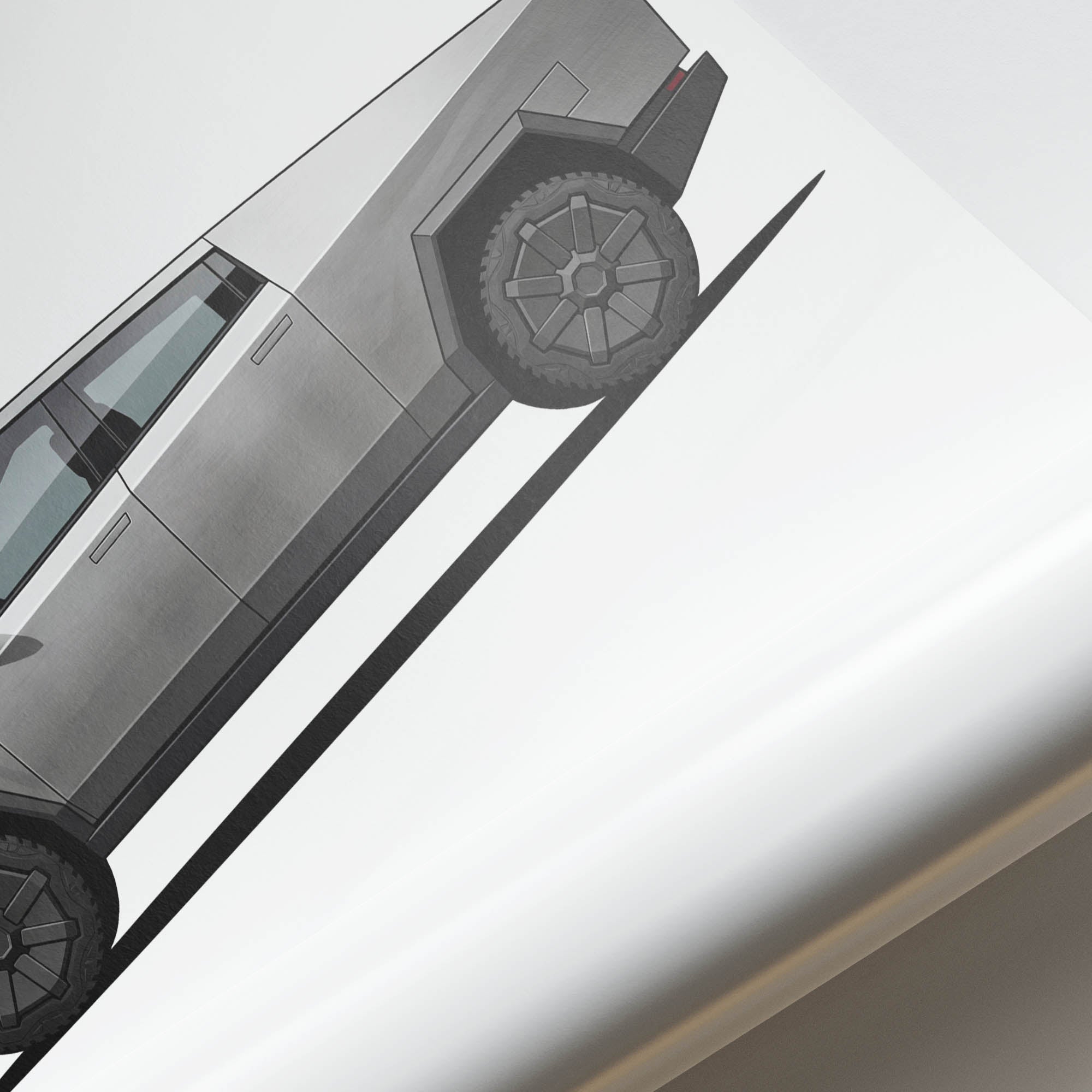 2024 Tesla Cybertruck Stainless Steel – Car Print (Side)