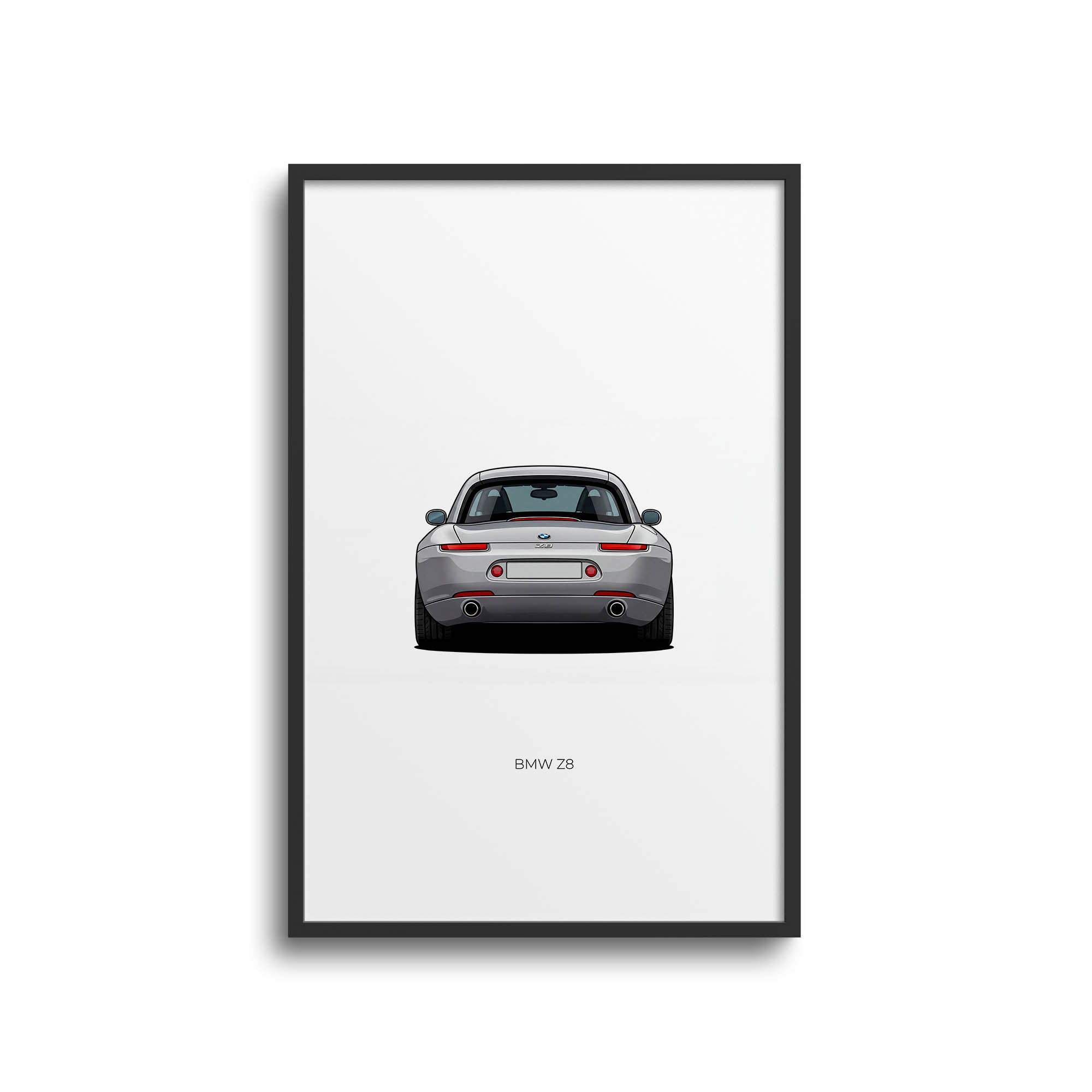 BMW Z8 Poster - 2000 Titanium Silver Back View Car Wall Art Print