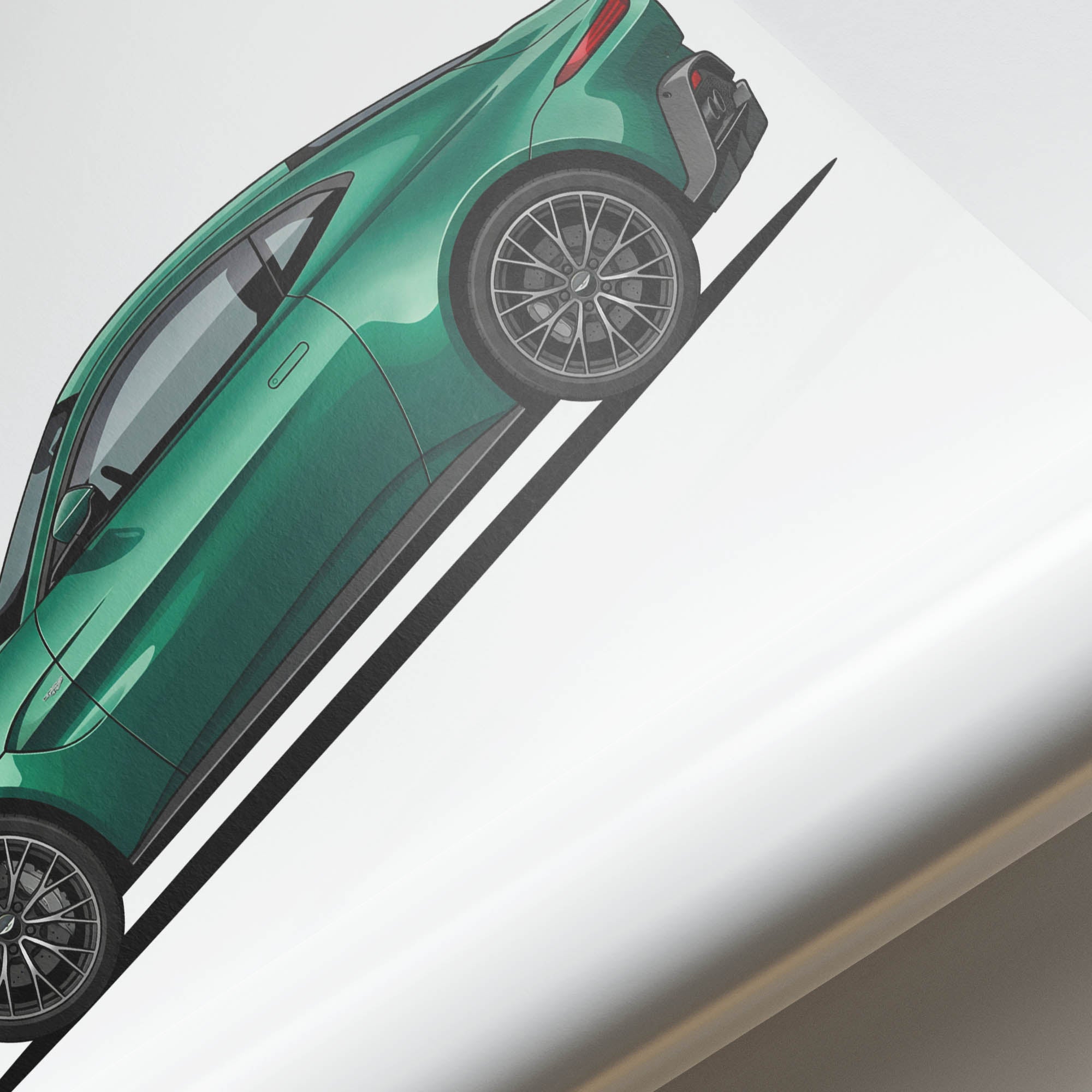 Aston Martin Vantage Poster – 2025 Podium Green Sports Car Art Print