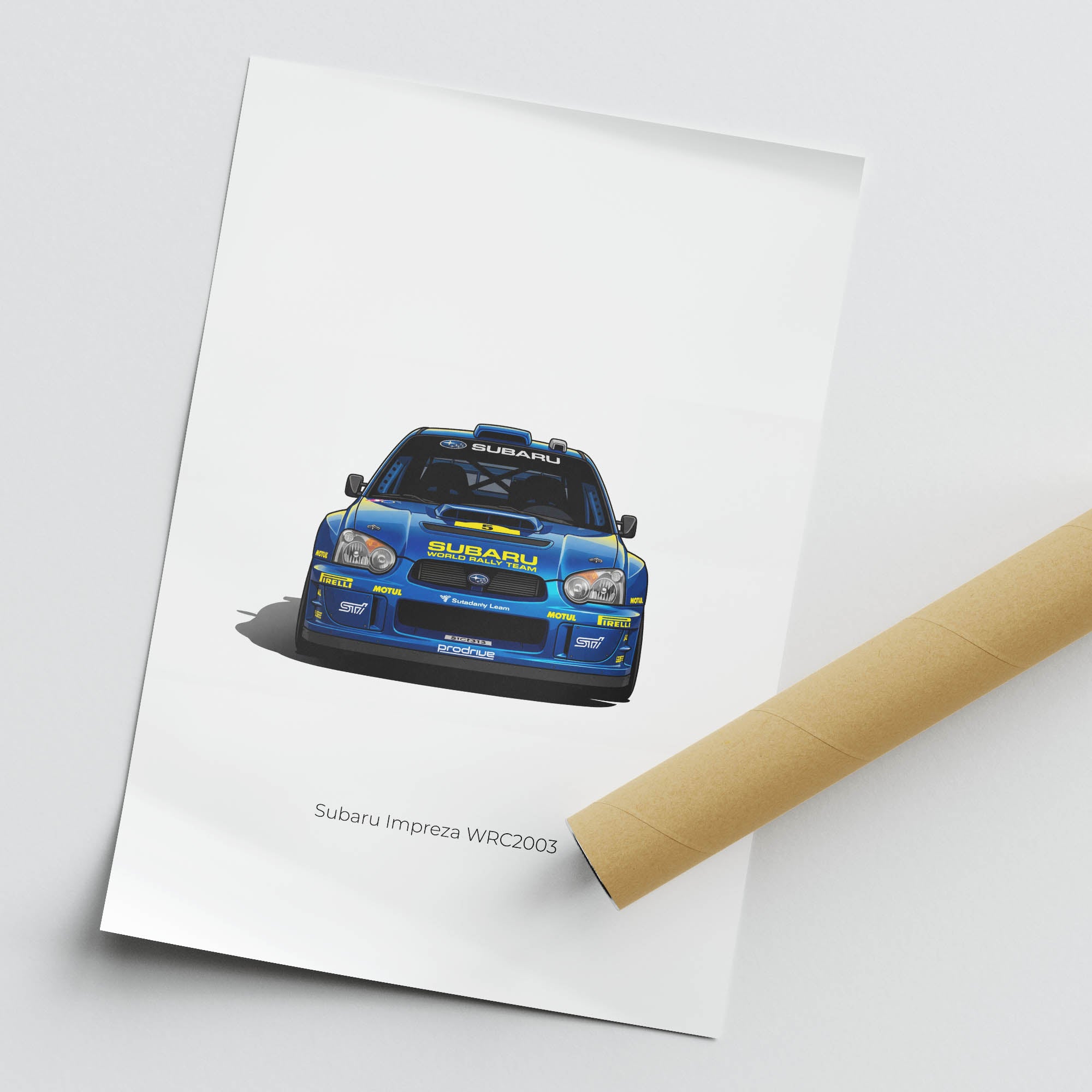 Subaru Impreza Poster – 2003 Rally Car Print With Blue Yellow Livery Art