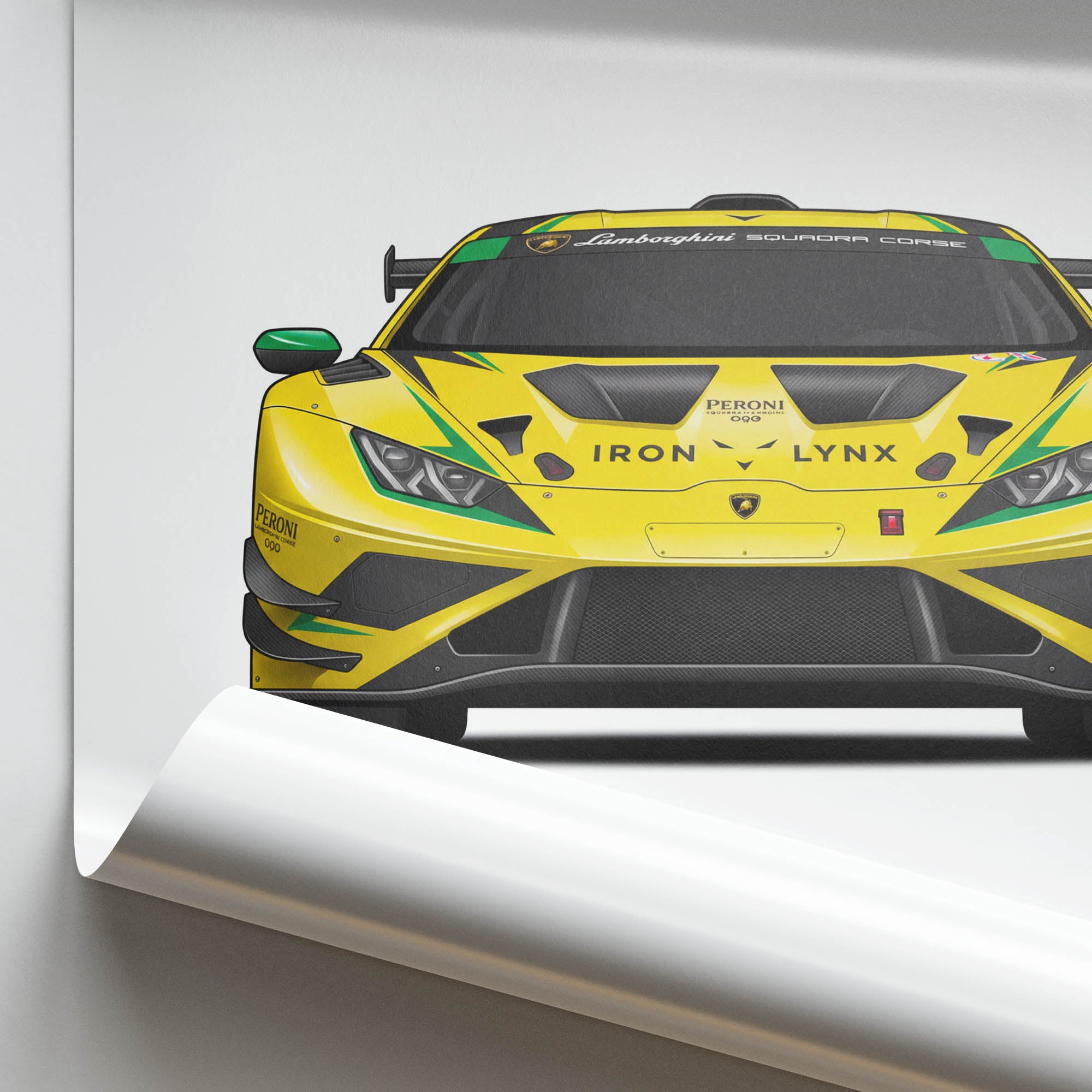 Lamborghini Huracan GT3 Racing Car Poster – 2023 GT3 Evo2 Yellow Livery Print
