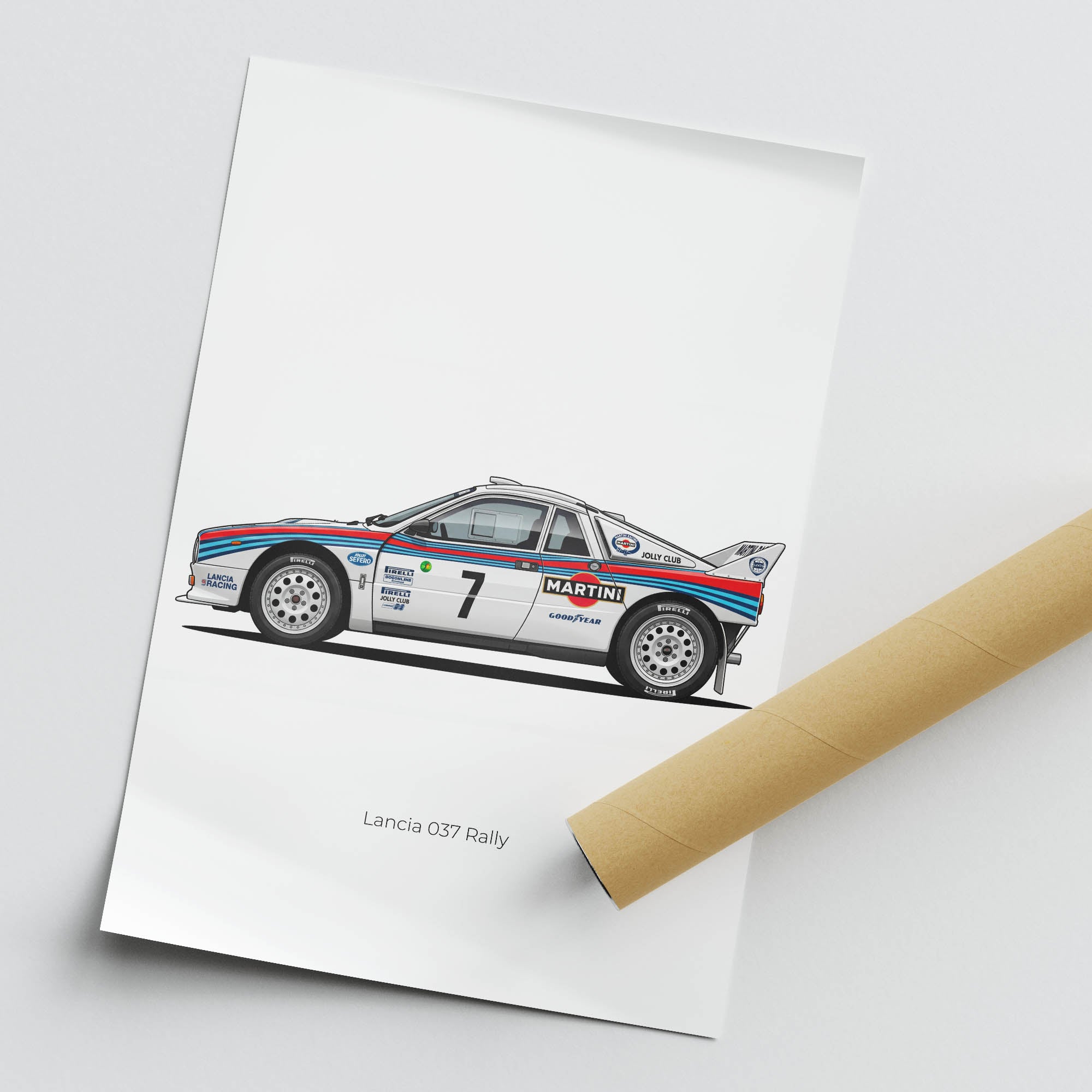 Lancia 037 Rally Poster – 1983 Martini Racing Stripes Side View Print